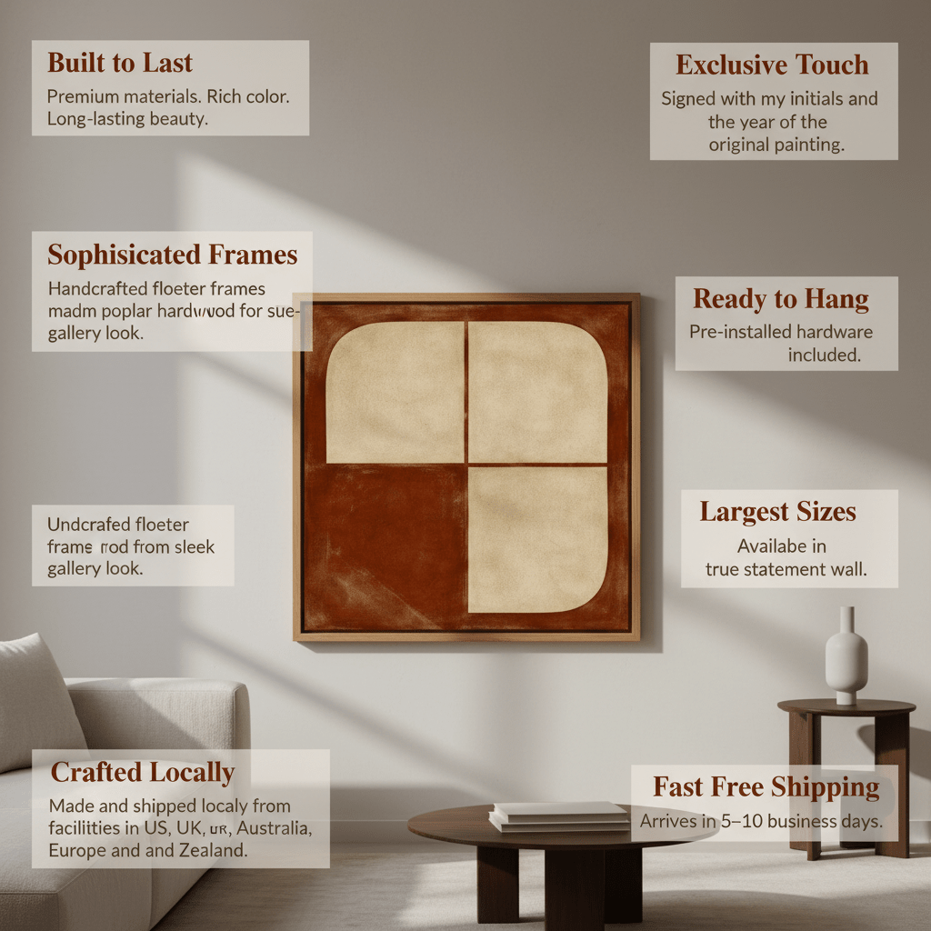 Earth Tone Geometric Wall Art Canvas Print | Terracotta Balance