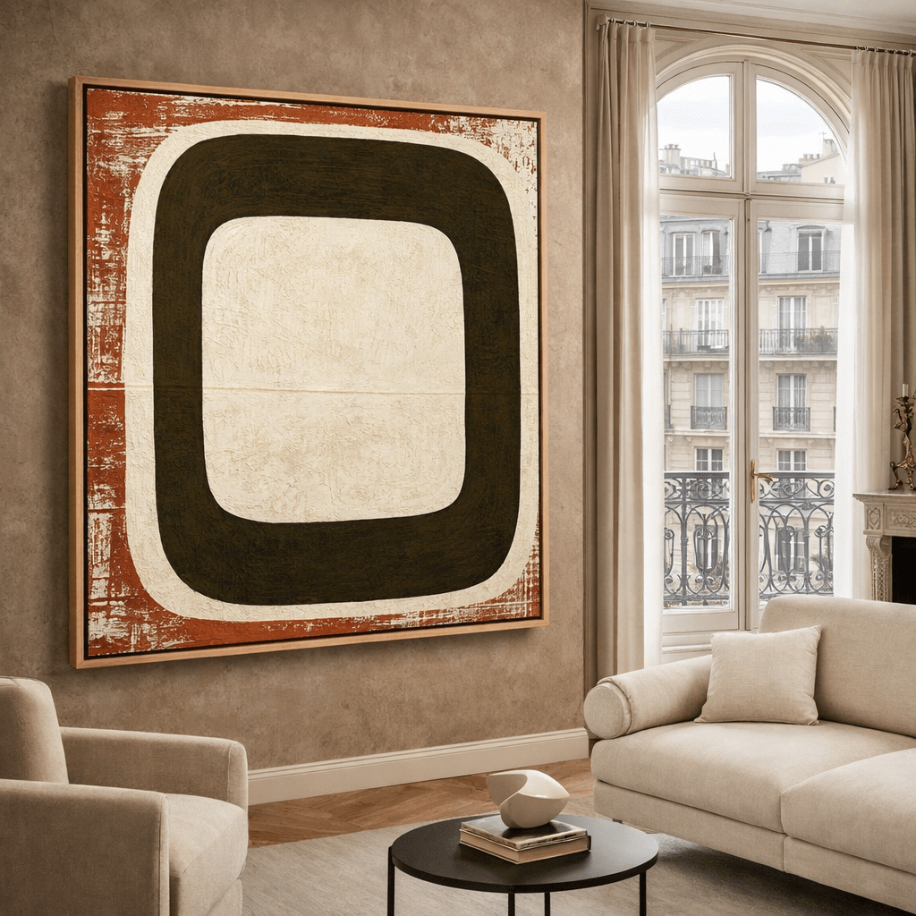 Earth Tone Geometric Wall Art Canvas Print – Terracotta Portal by Rossetti Art