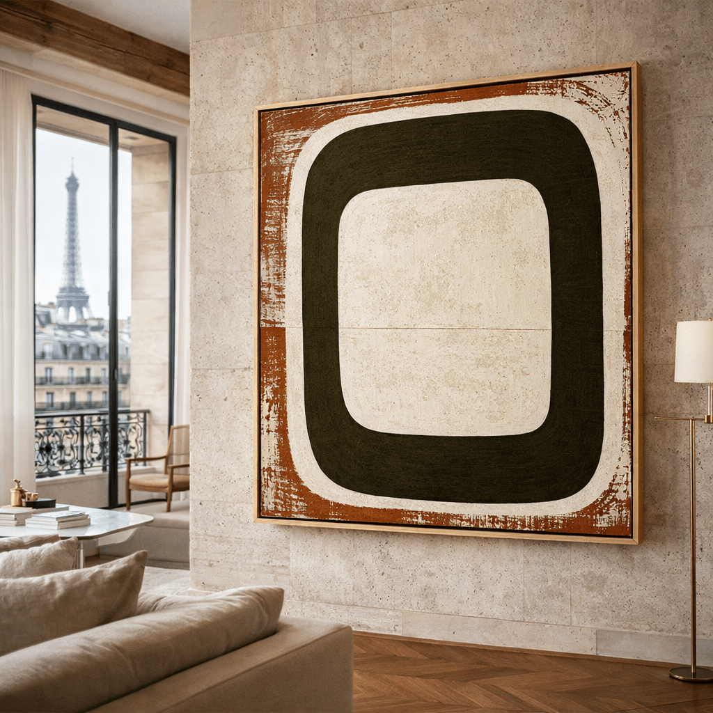 Earth Tone Geometric Wall Art Canvas Print – Terracotta Portal by Rossetti Art