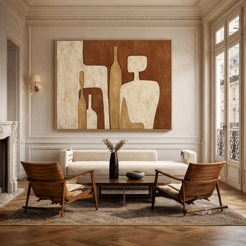 Earthy Abstract Figurative Original Painting – Terracotta Stillness | Rossetti Art