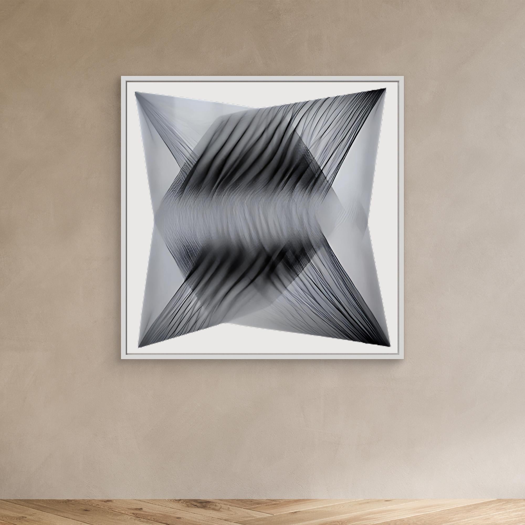 Canvas Print: "Dimensional Flow" - Abstract Monochrome Wall Art