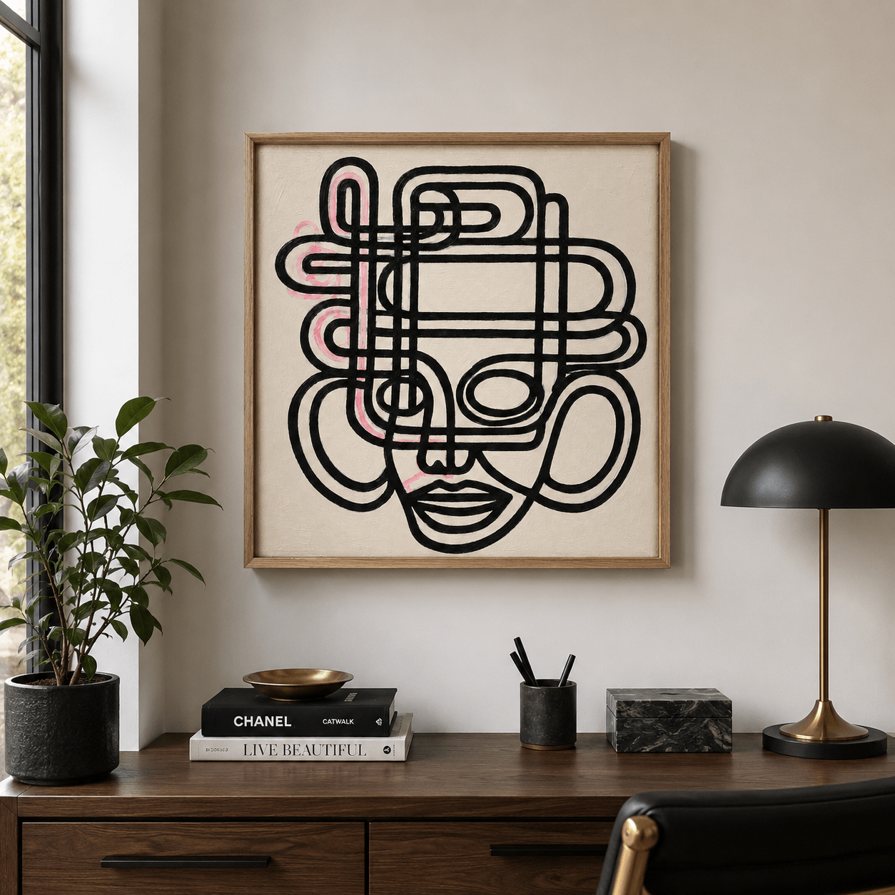 Face Line Art Canvas Print