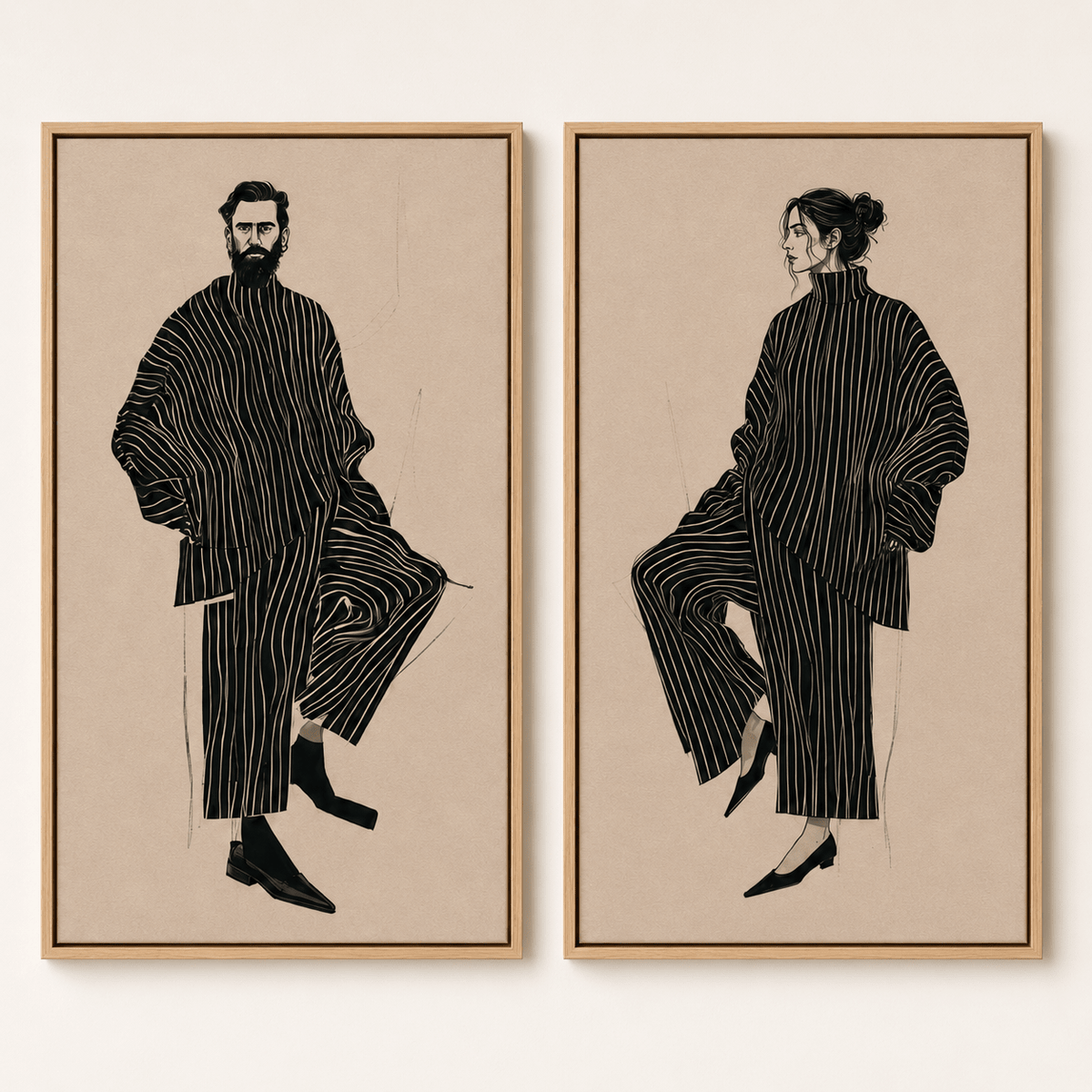 Atelier Duo Fashion Illustration Wall Art – Set of 2 Canvas Prints by Rossetti Art