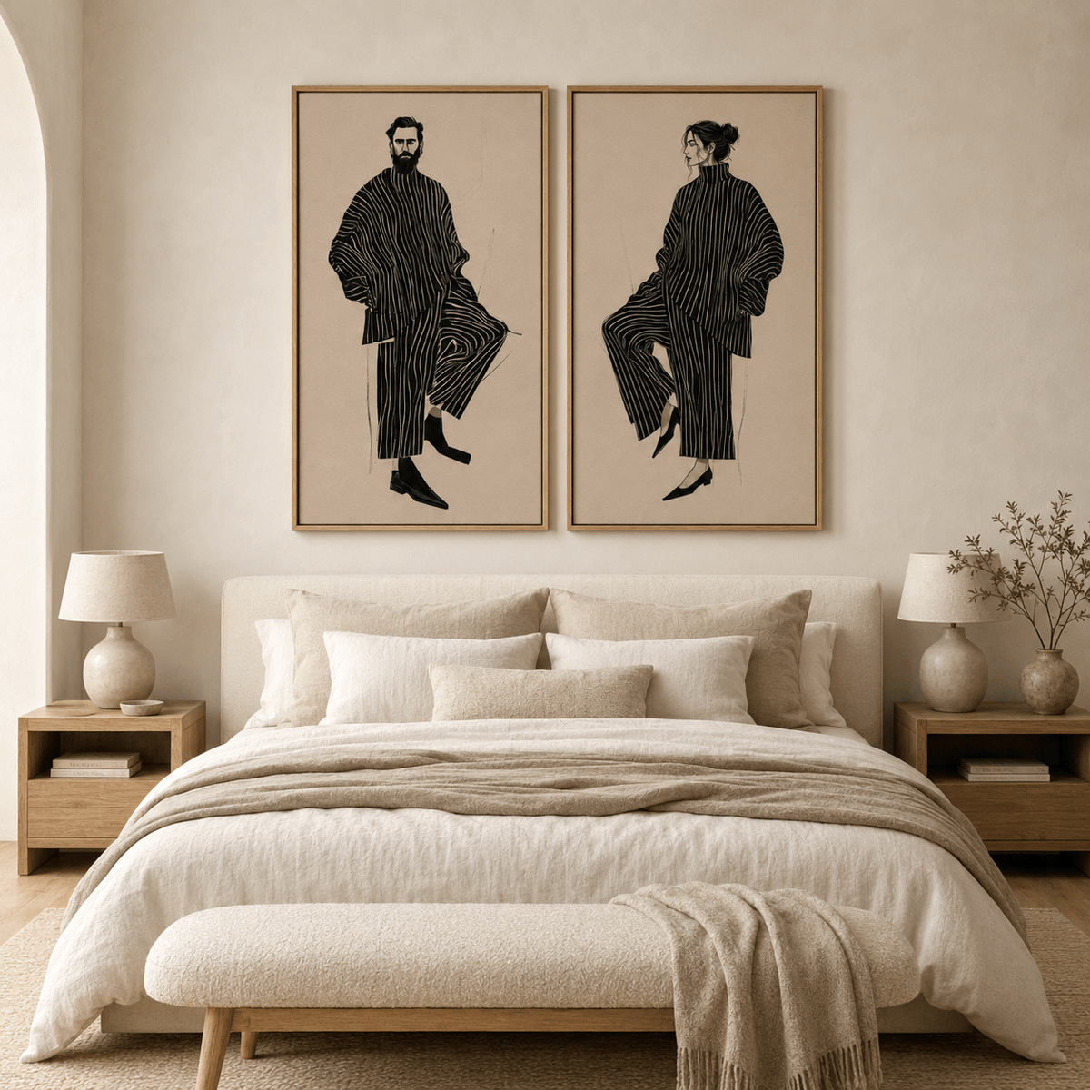 Fashion Illustration Wall Art Canvas Print Above Bed – Atelier Duo by Rossetti Art