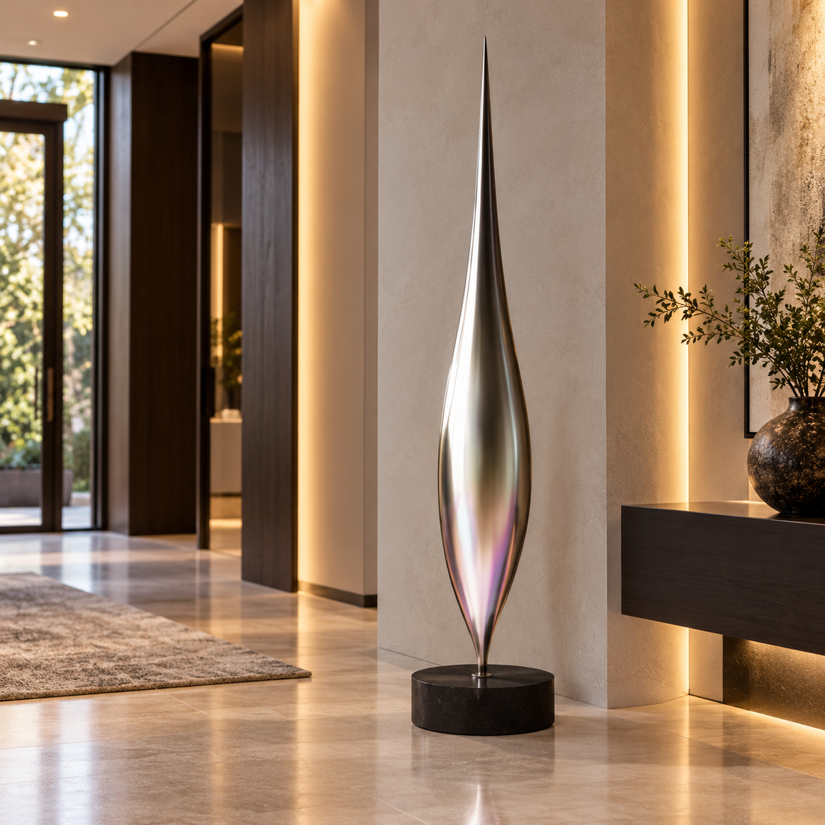 Flame Sculpture - Iridescent Flame in interior setting