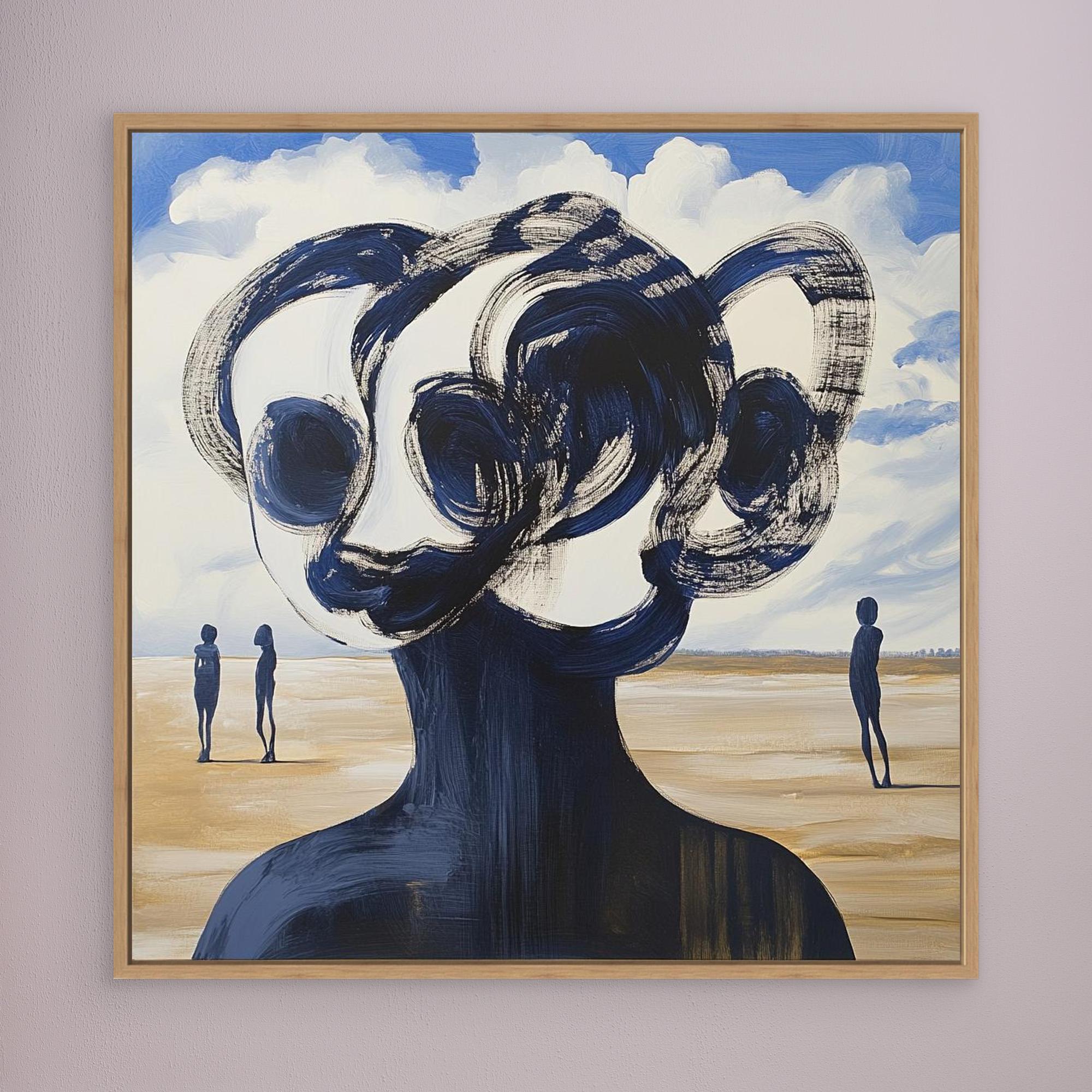 "Whispers of the Dunes" - Surreal Abstract Print Art | Blue and White Minimalist Portrait | Modern Wall Decor for Contemporary Spaces | Unique Artistic Print