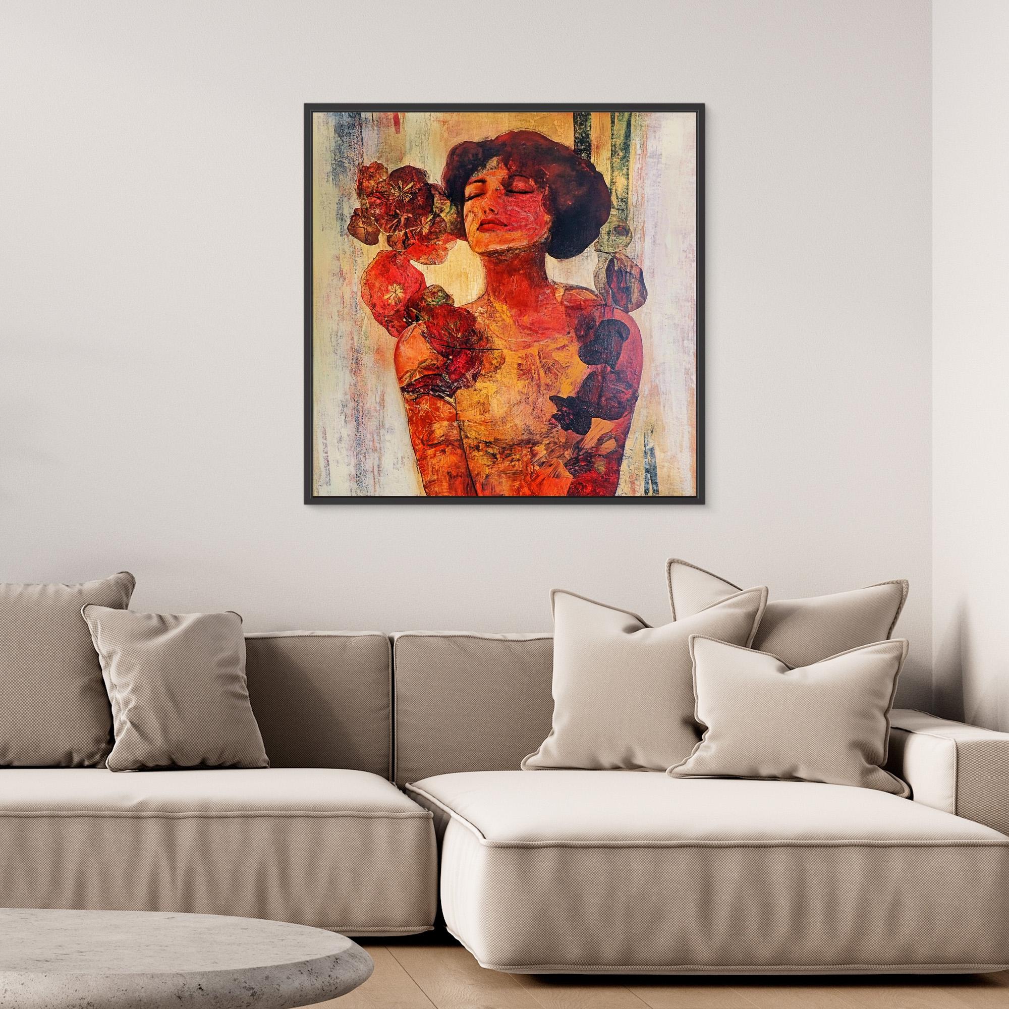 Canvas Print : Radiant Serenity – Vintage Floral Portrait Wall Art