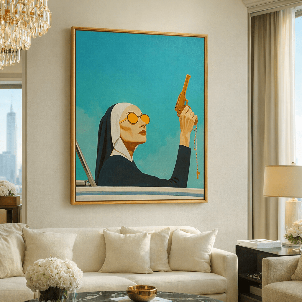 Nun with Gun Canvas Print — Holy Outlaw by Rossetti Art