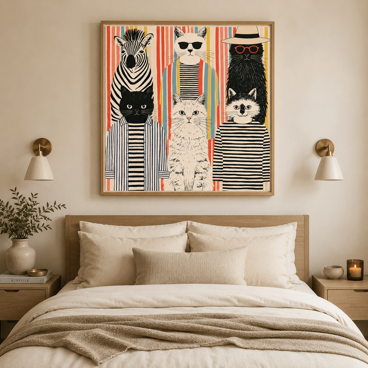 Funny Animal Wall Art Canvas Print — Stripes by Rossetti Art modern abstract canvas wall art by Rossetti Art – luxury interior design artwork for living room, bedroom, office – animal kids kids room wall art