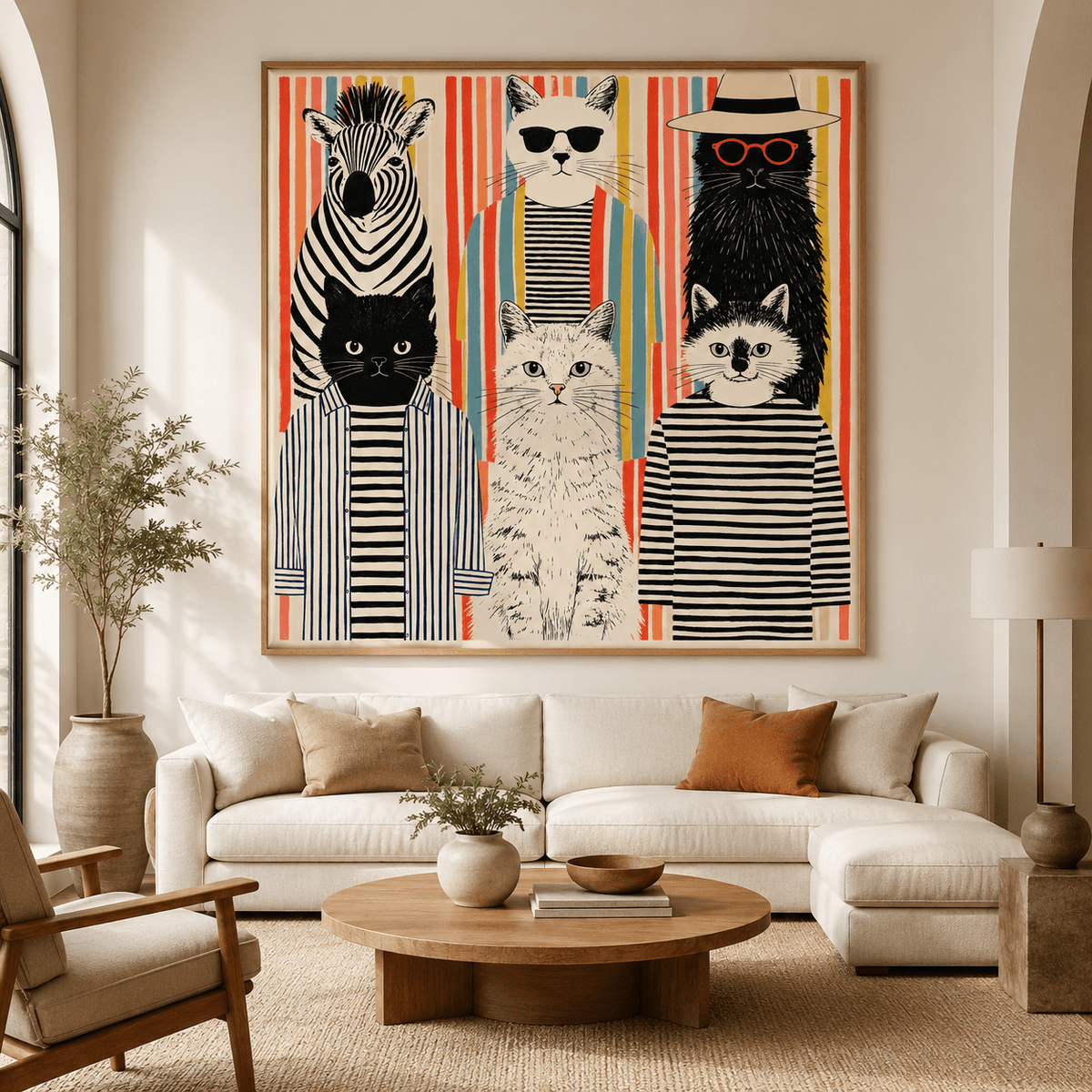 Funny Animal Wall Art Canvas Print — Stripes by Rossetti Art modern abstract canvas wall art by Rossetti Art – luxury interior design artwork for living room, bedroom, office – animal kids kids room wall art