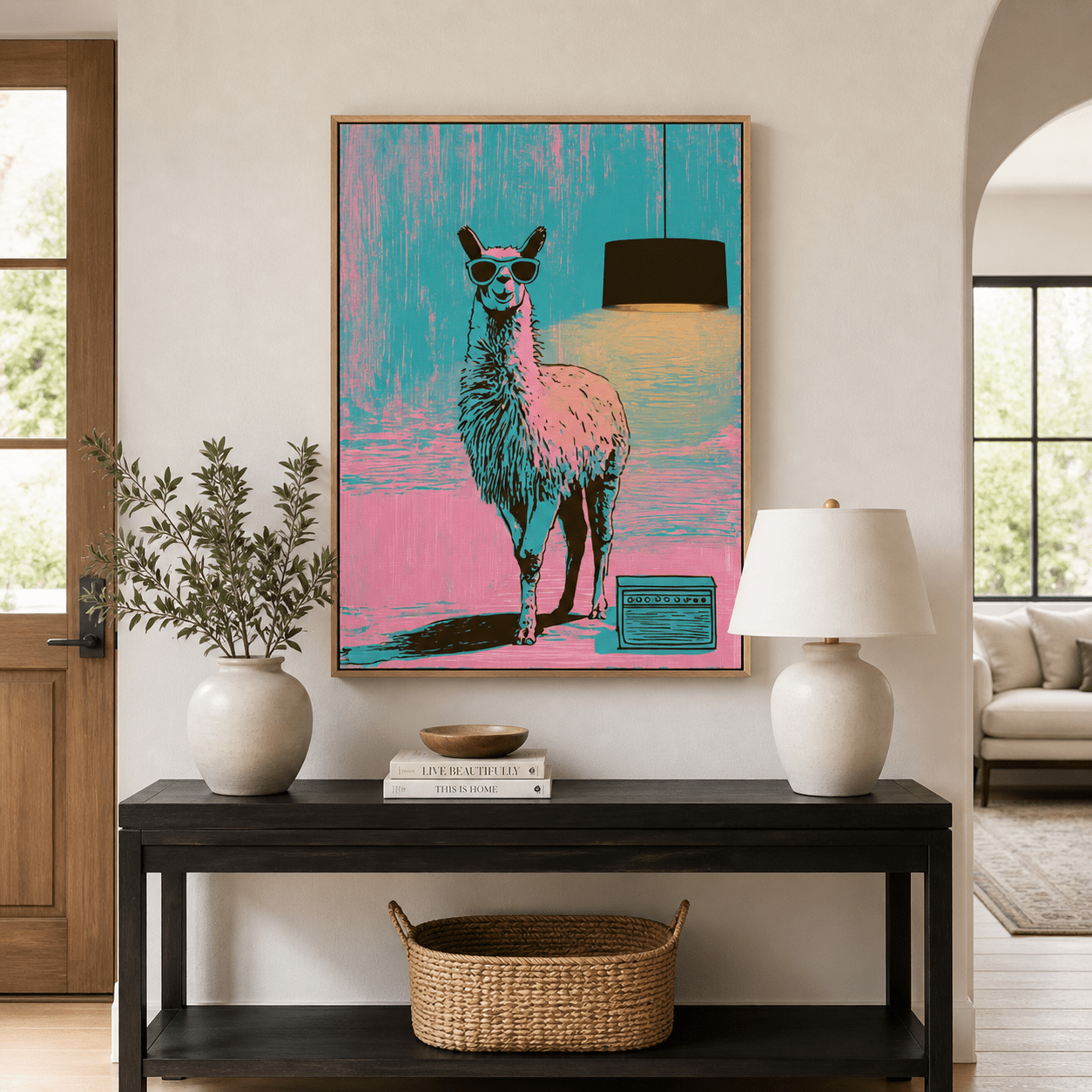 Funny Wall Art Canvas Print — Cool Llama by Rossetti Art