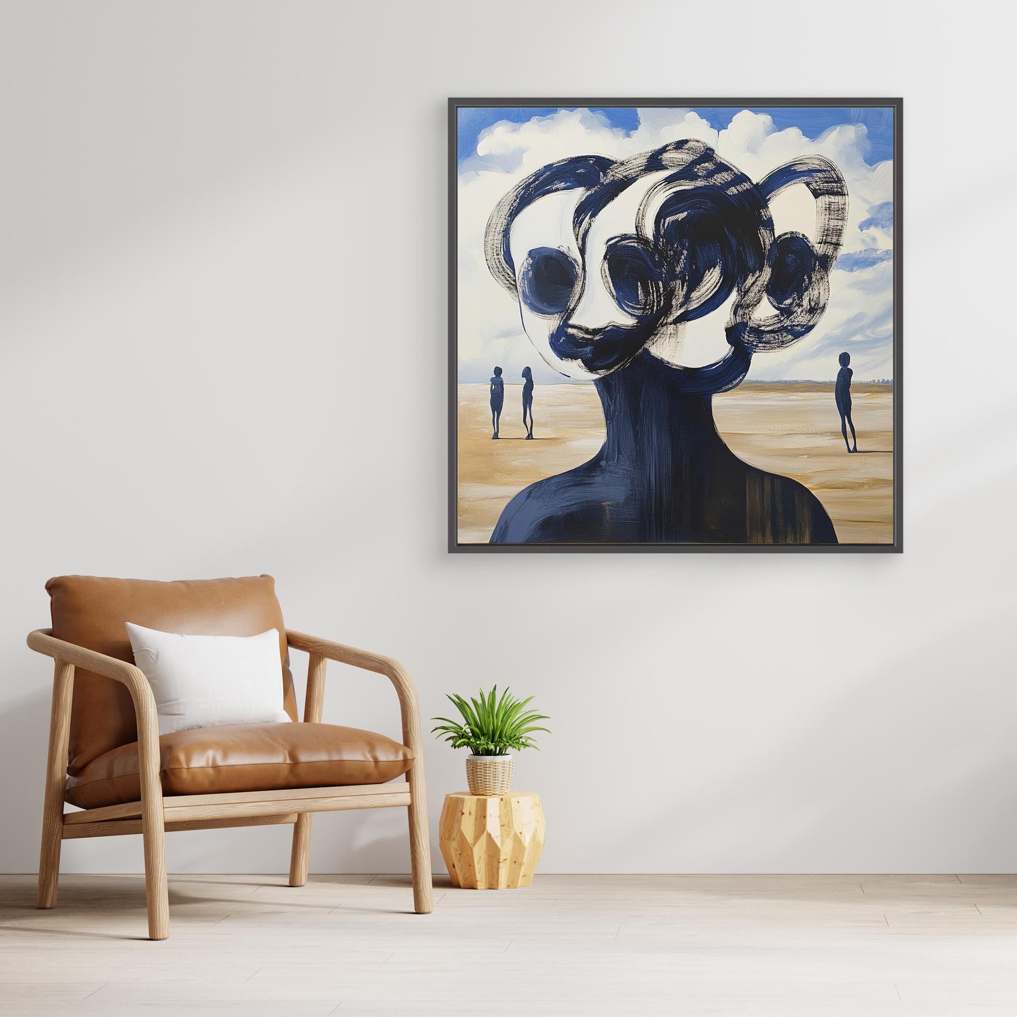 "Whispers of the Dunes" - Surreal Abstract Print Art | Blue and White Minimalist Portrait | Modern Wall Decor for Contemporary Spaces | Unique Artistic Print