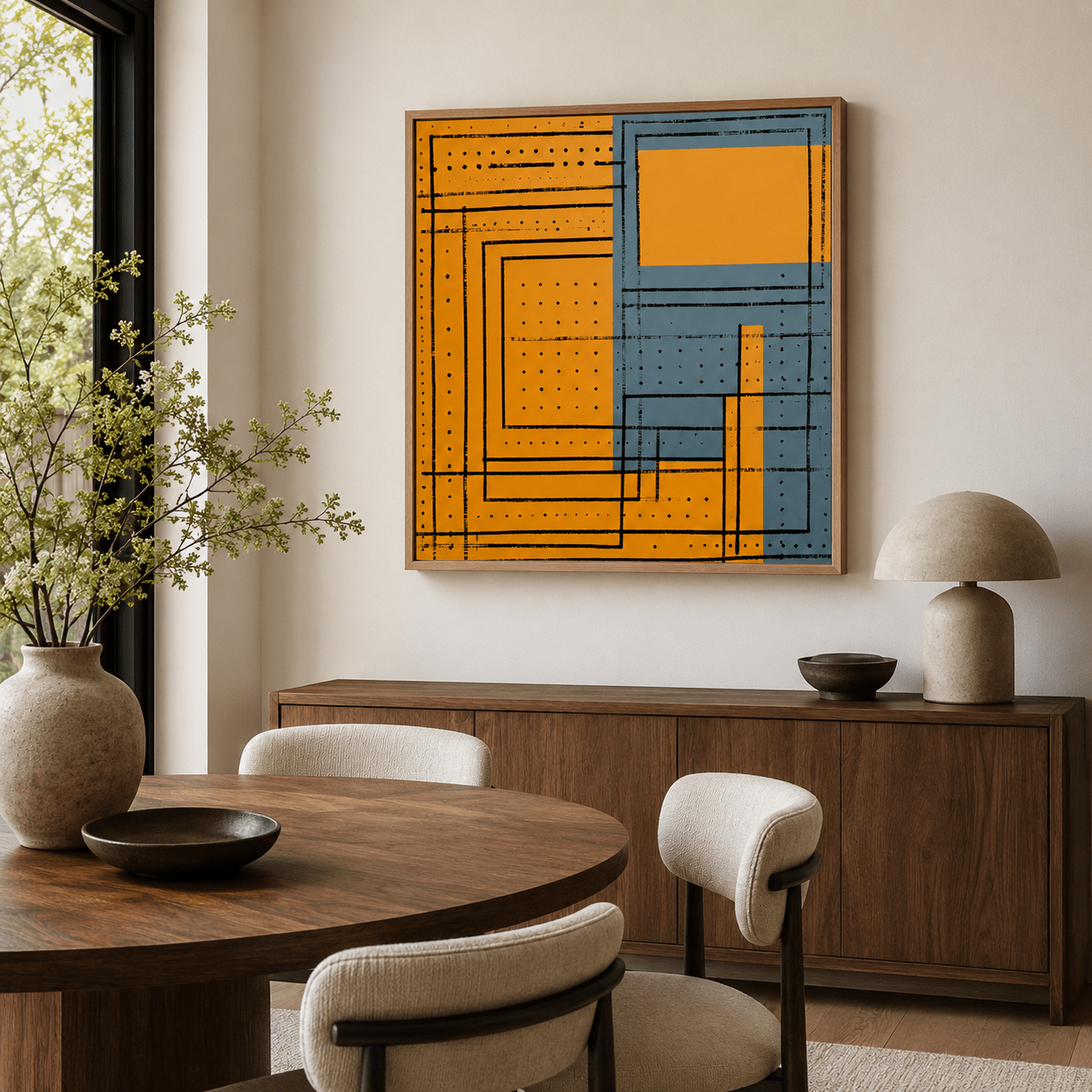 Geometric Abstract Painting Canvas Print — Blueprint by Rossetti Art
