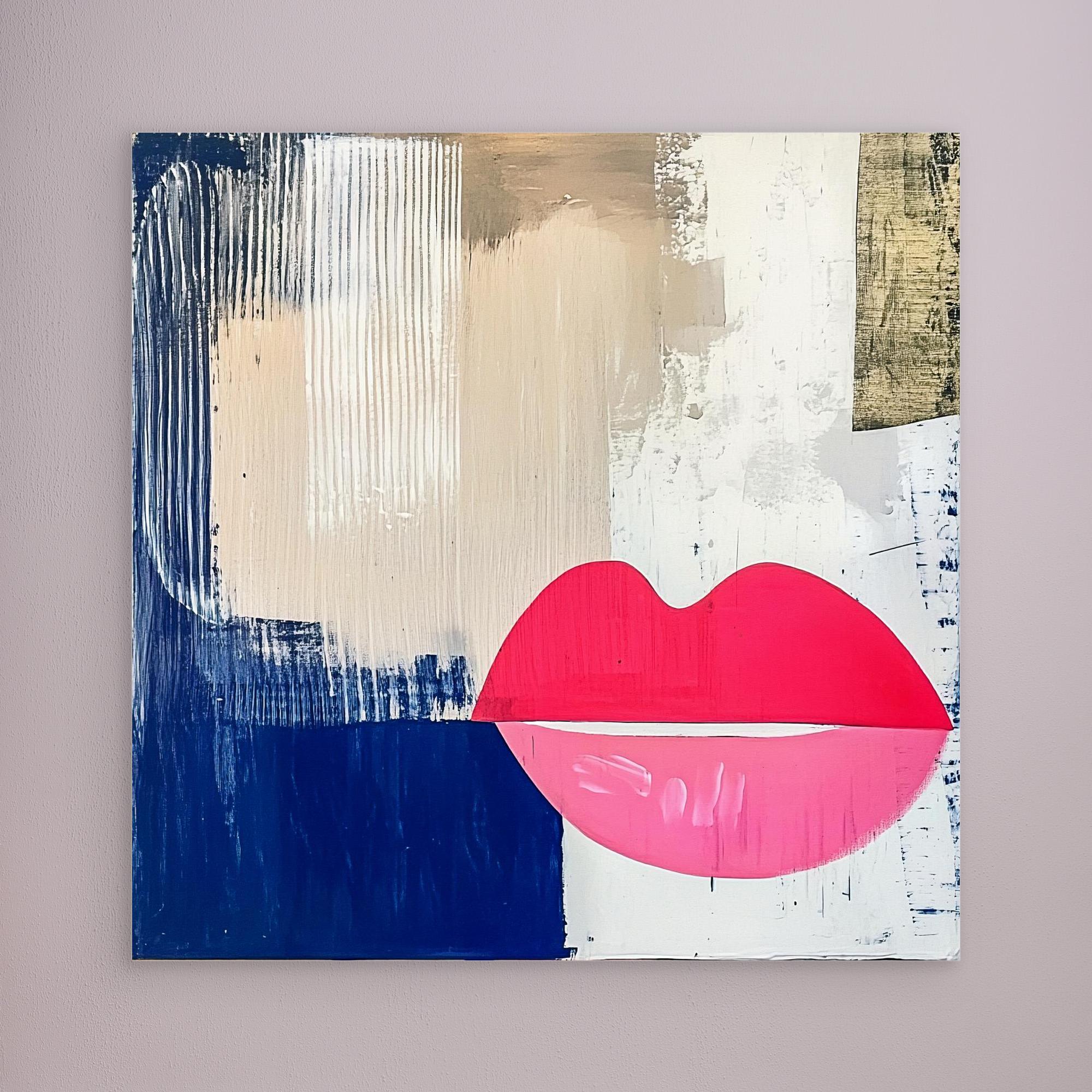  Canvas Print : Lips Abstract Print – Modern Wall Art on Canvas