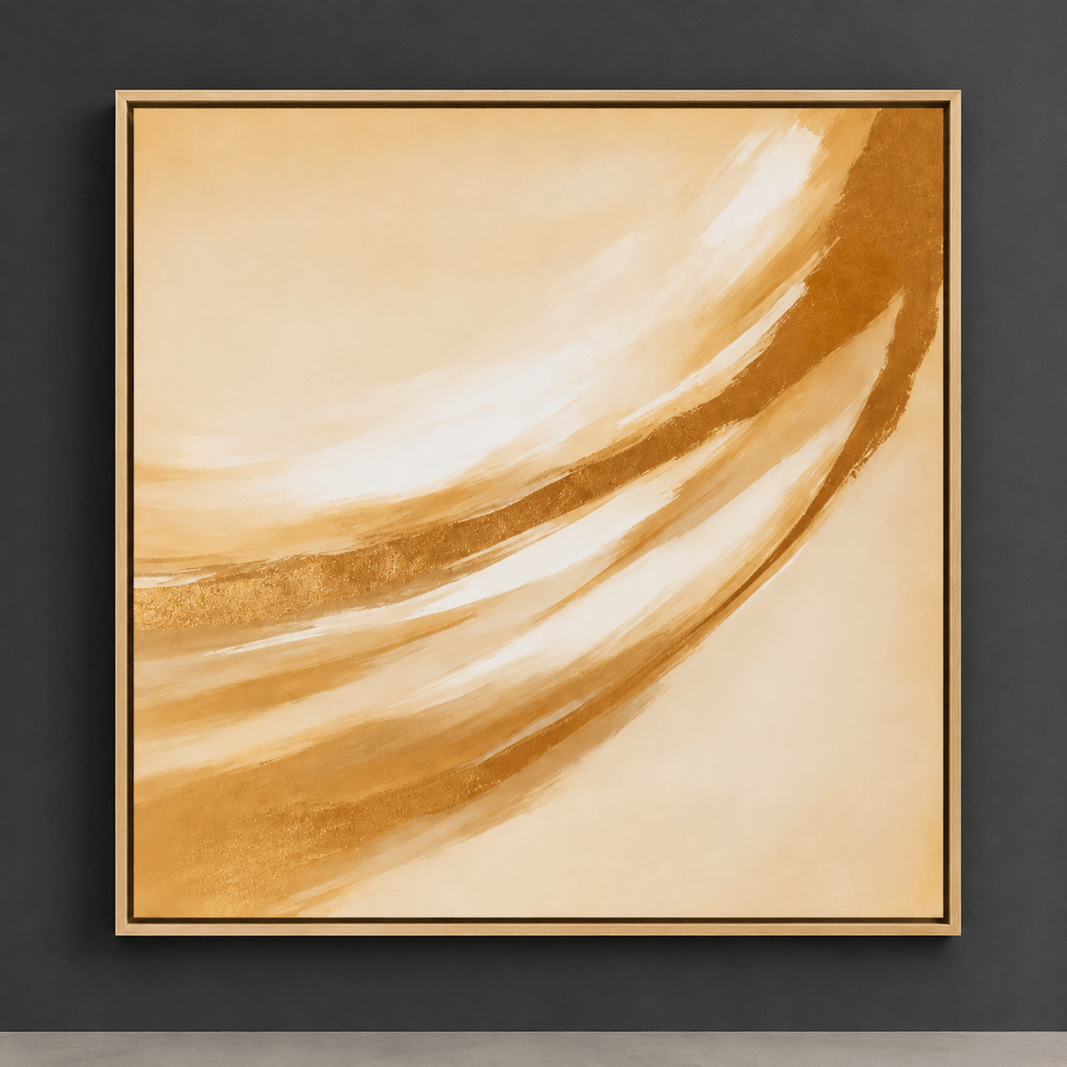 Gold abstract wall art in champagne and burnished gold – Golden Drift by Rossetti Art