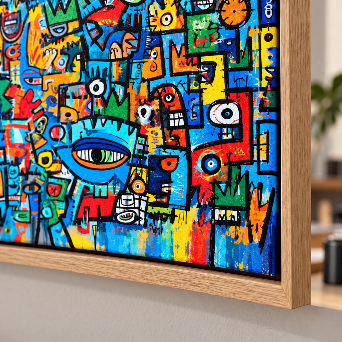 Graffiti Wall Art Canvas Print – Crown Street Chaos close-up of the floater frame by Rossetti Art
