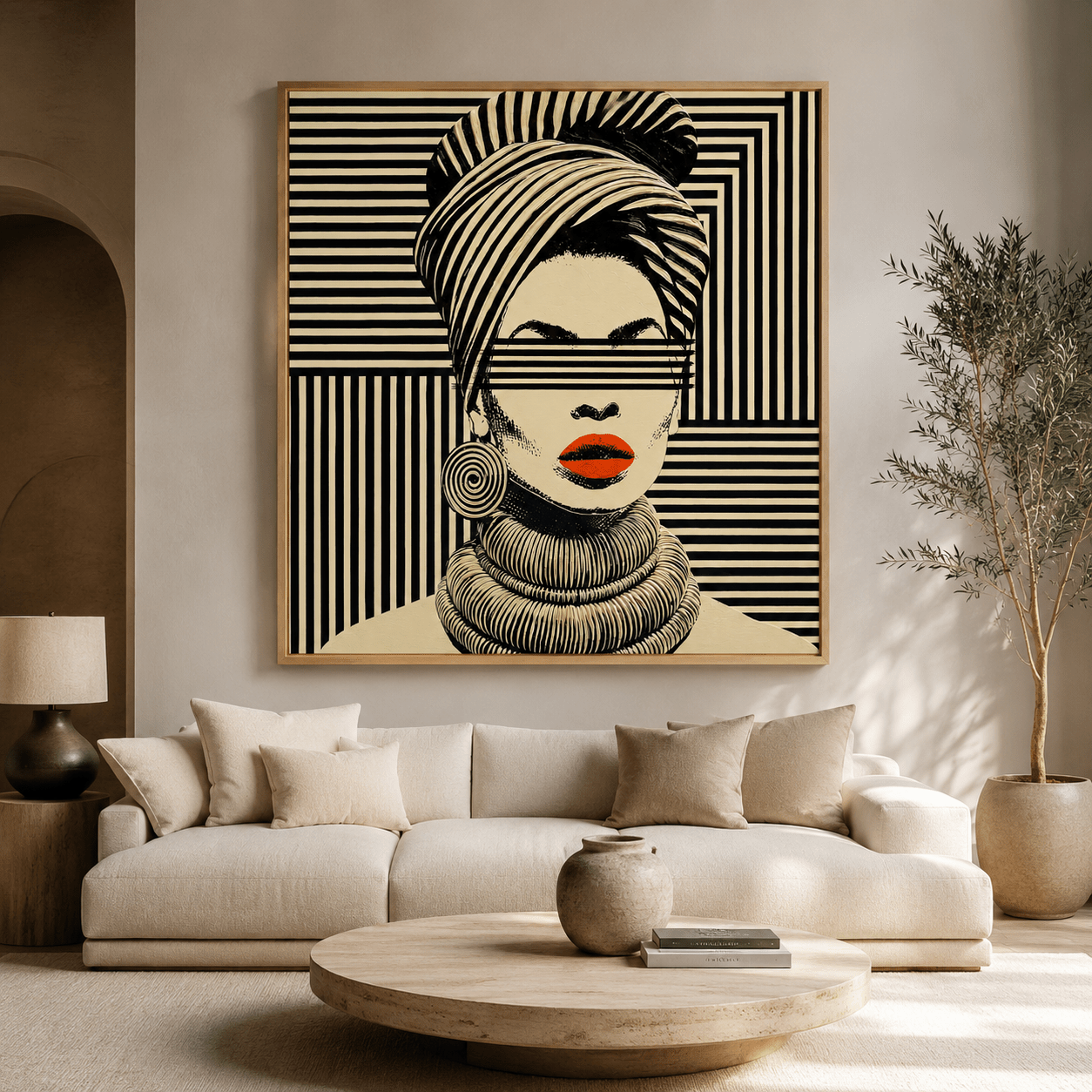 Graphic Portrait Canvas Print — Veiled by Rossetti Art