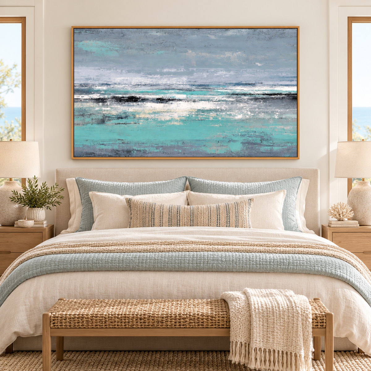 Gray and Turquoise Wall Art – Tidal Grey by Rossetti Art