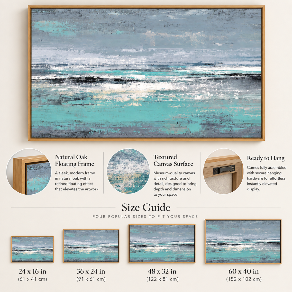 Gray and Turquoise Wall Art – Tidal Grey by Rossetti Art