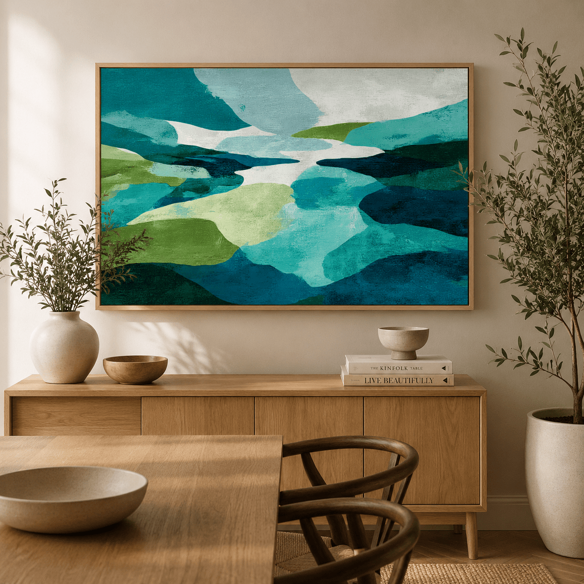 Green Abstract Art Canvas Print — The Watershed by Rossetti Art