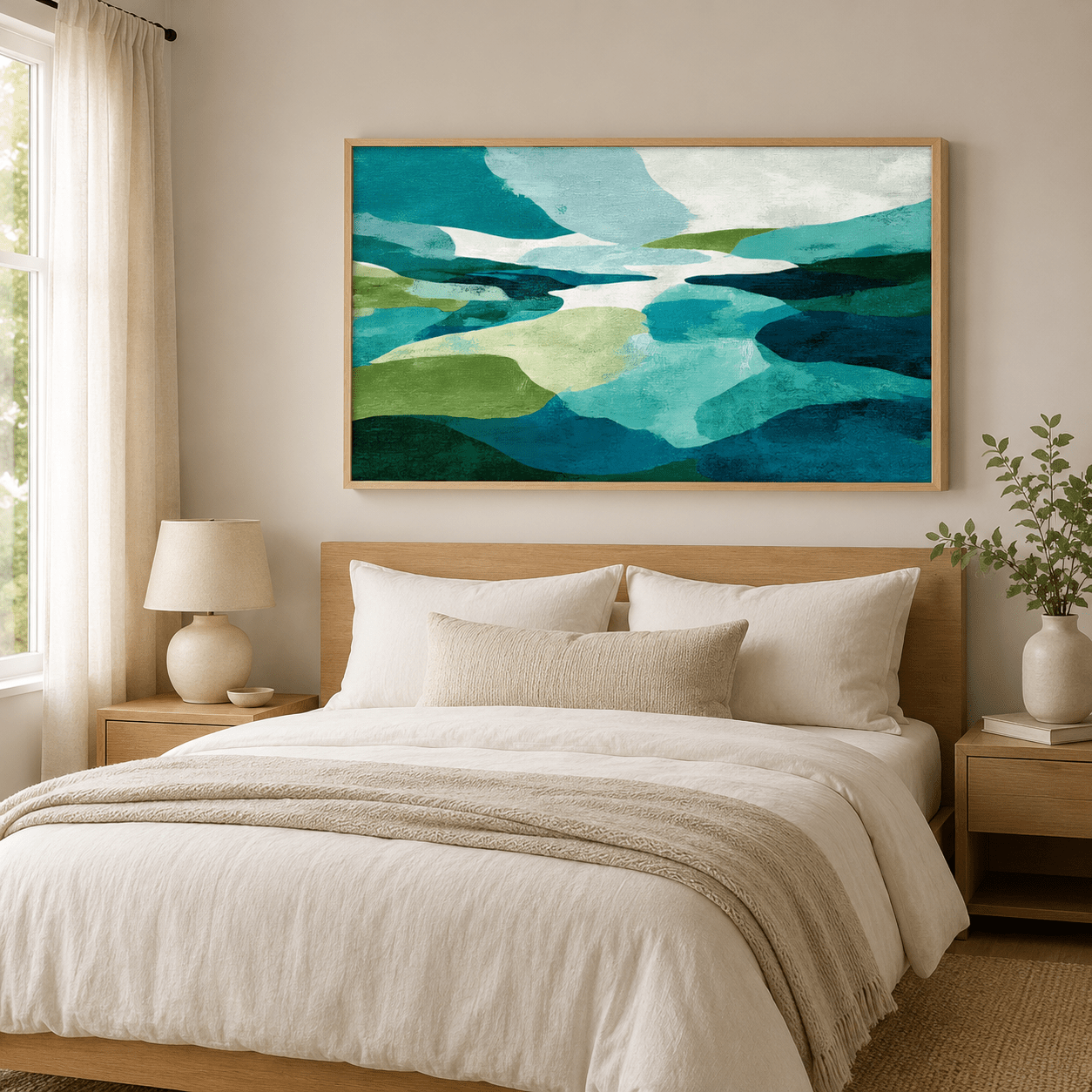 Green Abstract Art Canvas Print — The Watershed by Rossetti Art