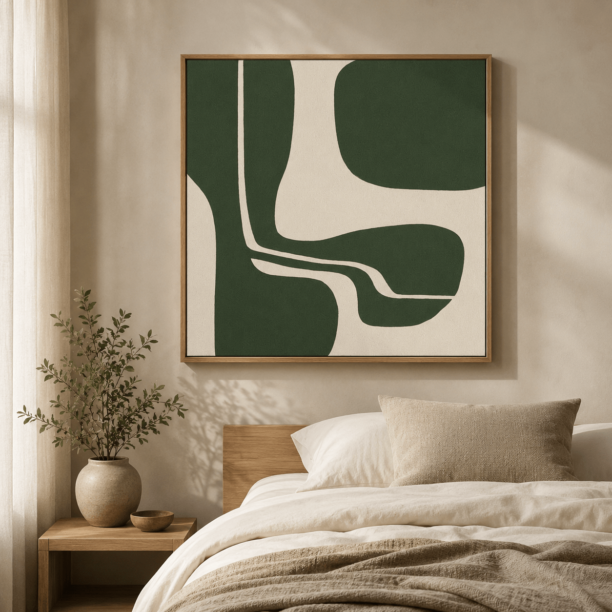 Green Abstract Painting Canvas Print — Forest Contour by Rossetti Art