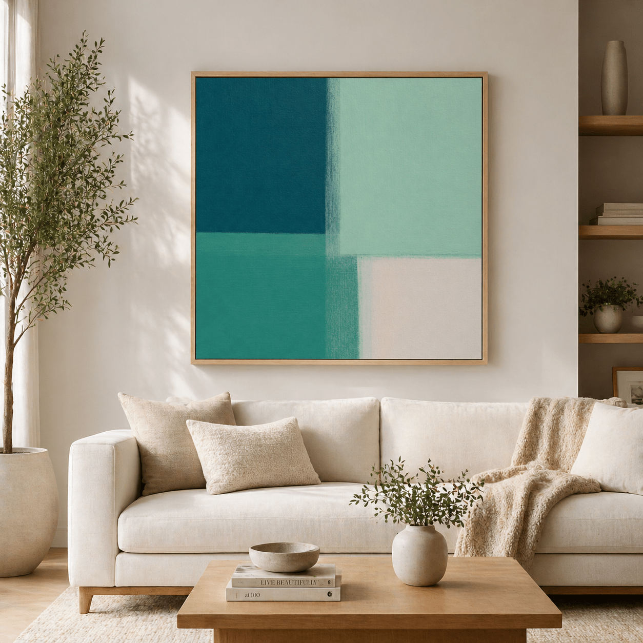 Green Abstract Wall Art Canvas — Four Tones | Rossetti Art