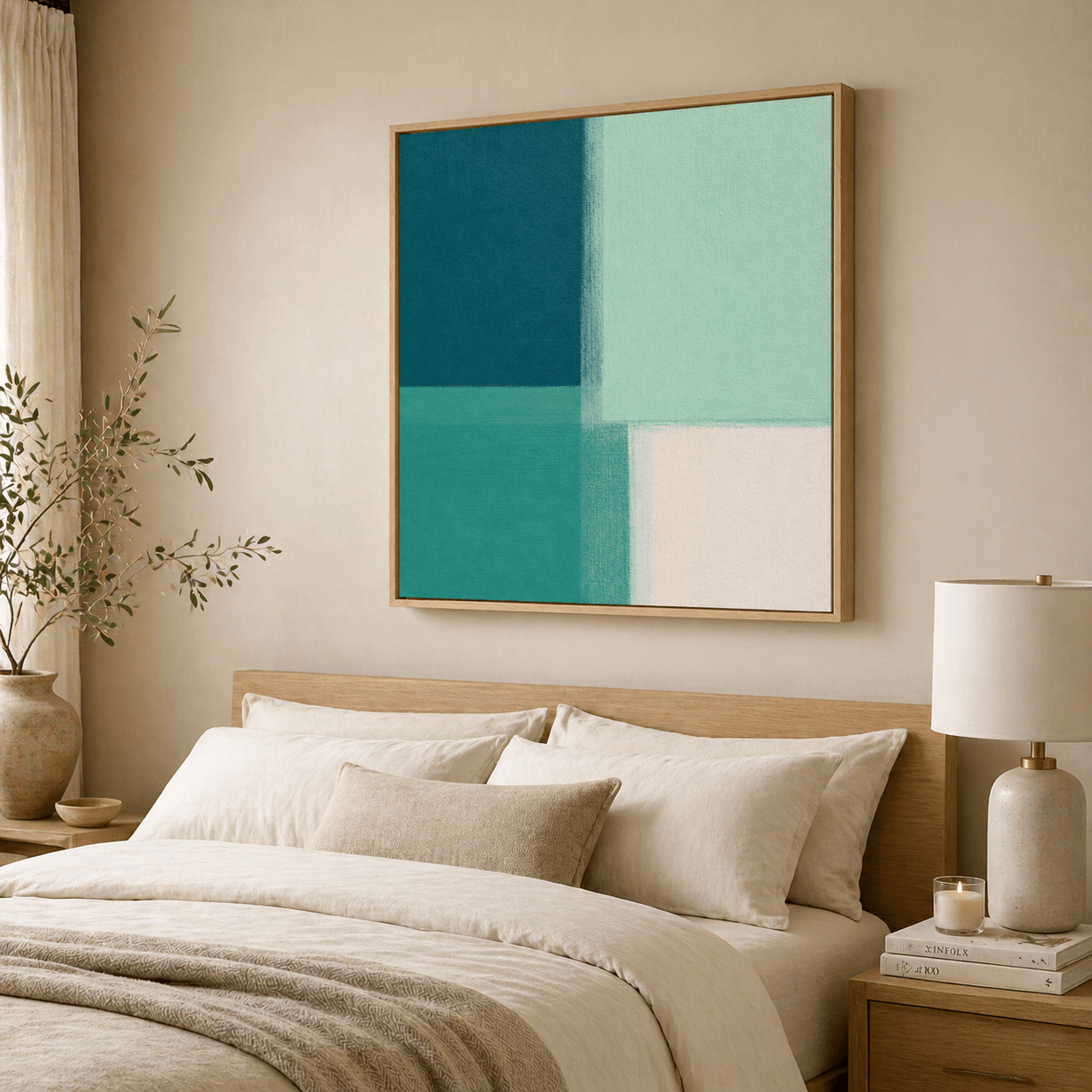 Green Abstract Wall Art Canvas — Four Tones | Rossetti Art