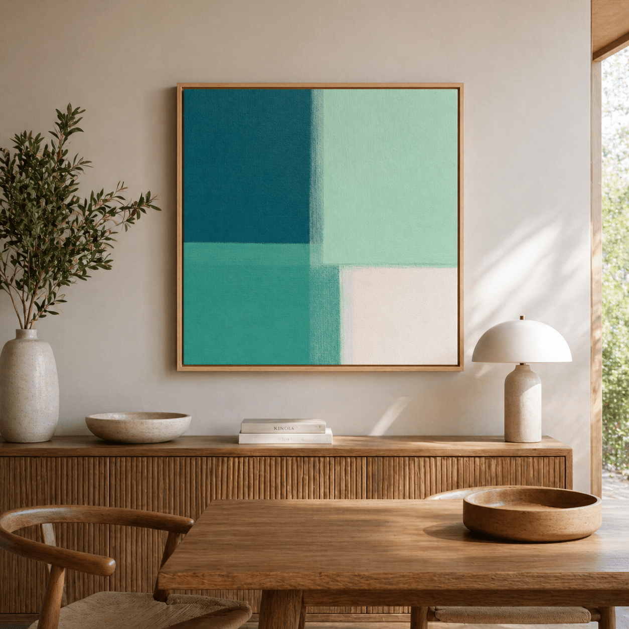 Green Abstract Wall Art Canvas — Four Tones | Rossetti Art
