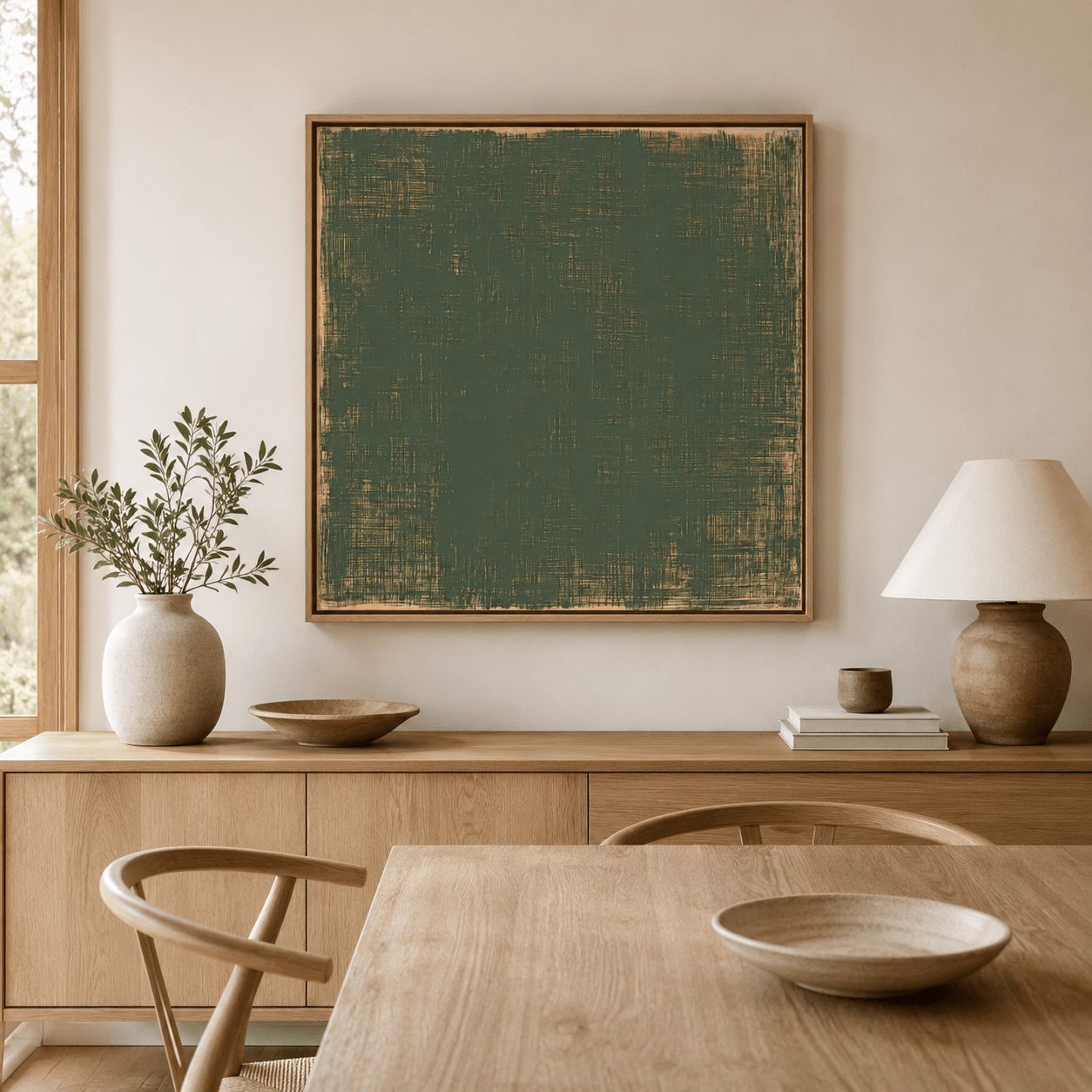 Green Abstract Wall Art Canvas Print — Moss Field | Rossetti Art