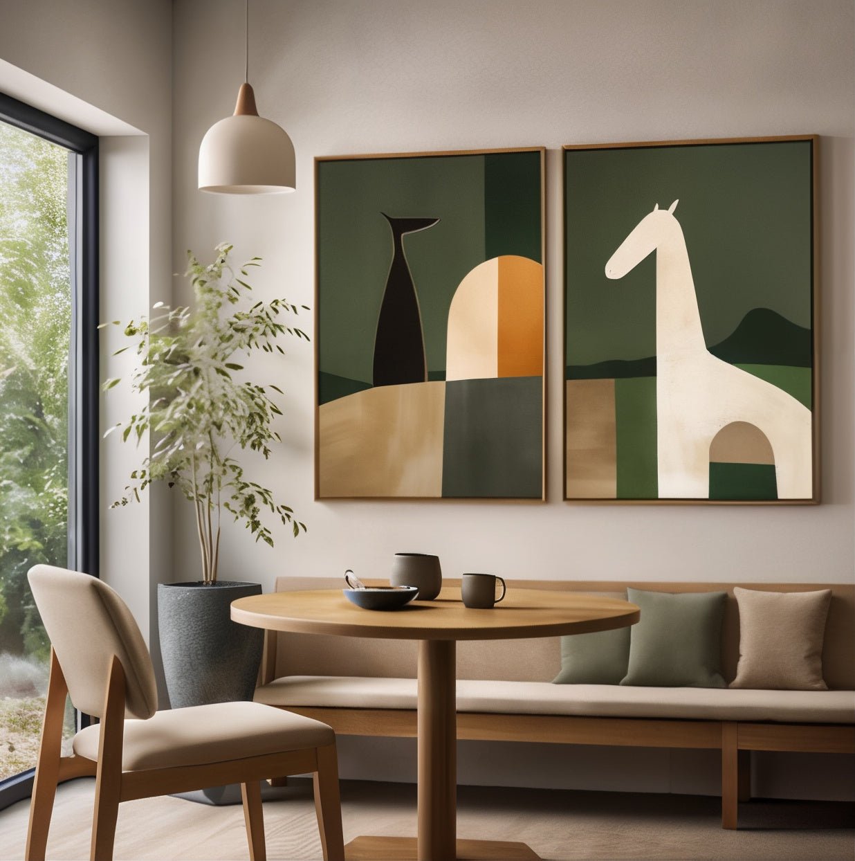 Green Abstract Wall Art Set of 2