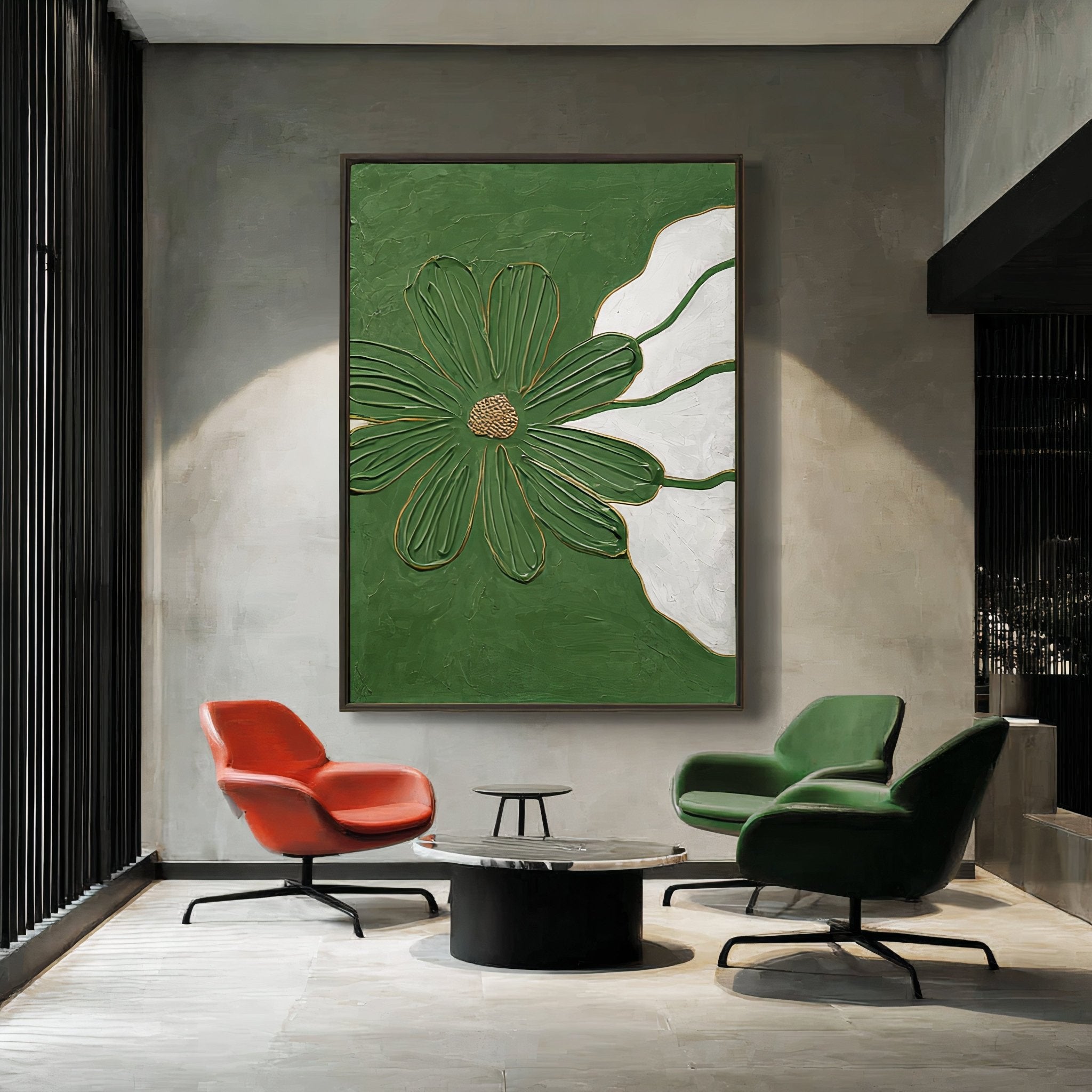 Green Floral Abstract Painting