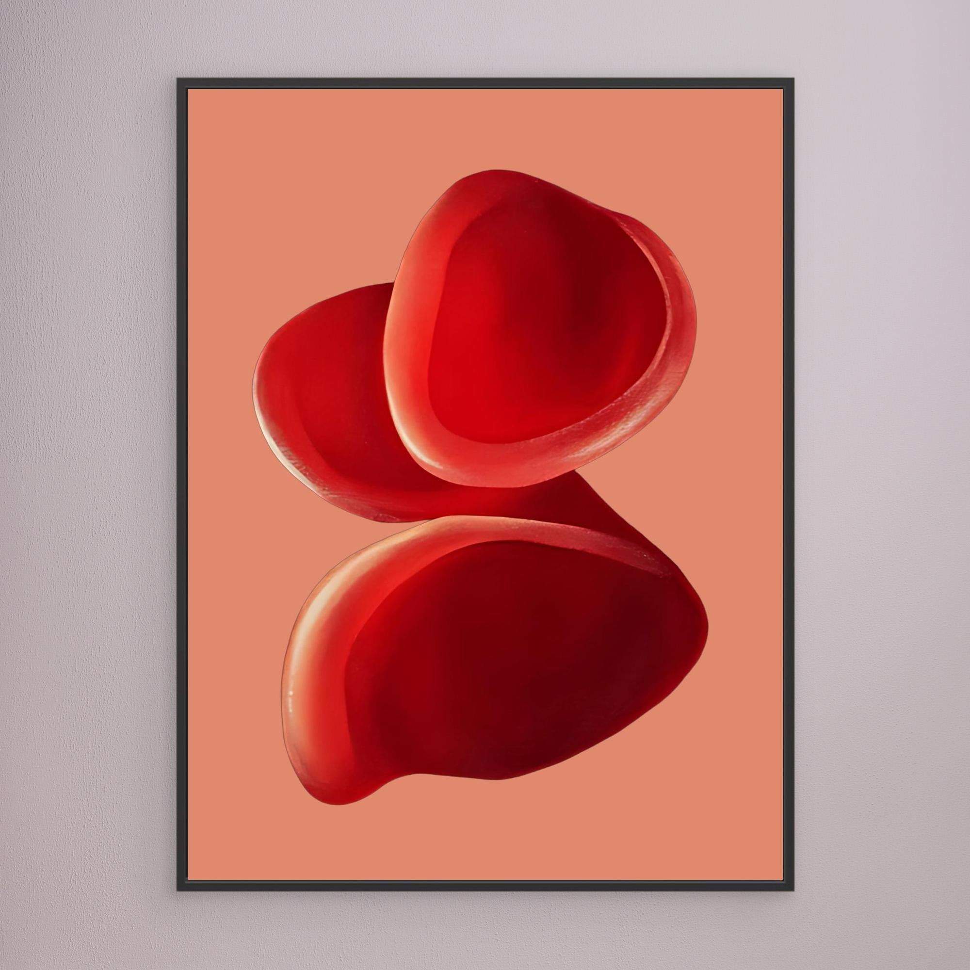 Canvas Print: "Crimson Petal Flow" - Abstract Floral Art