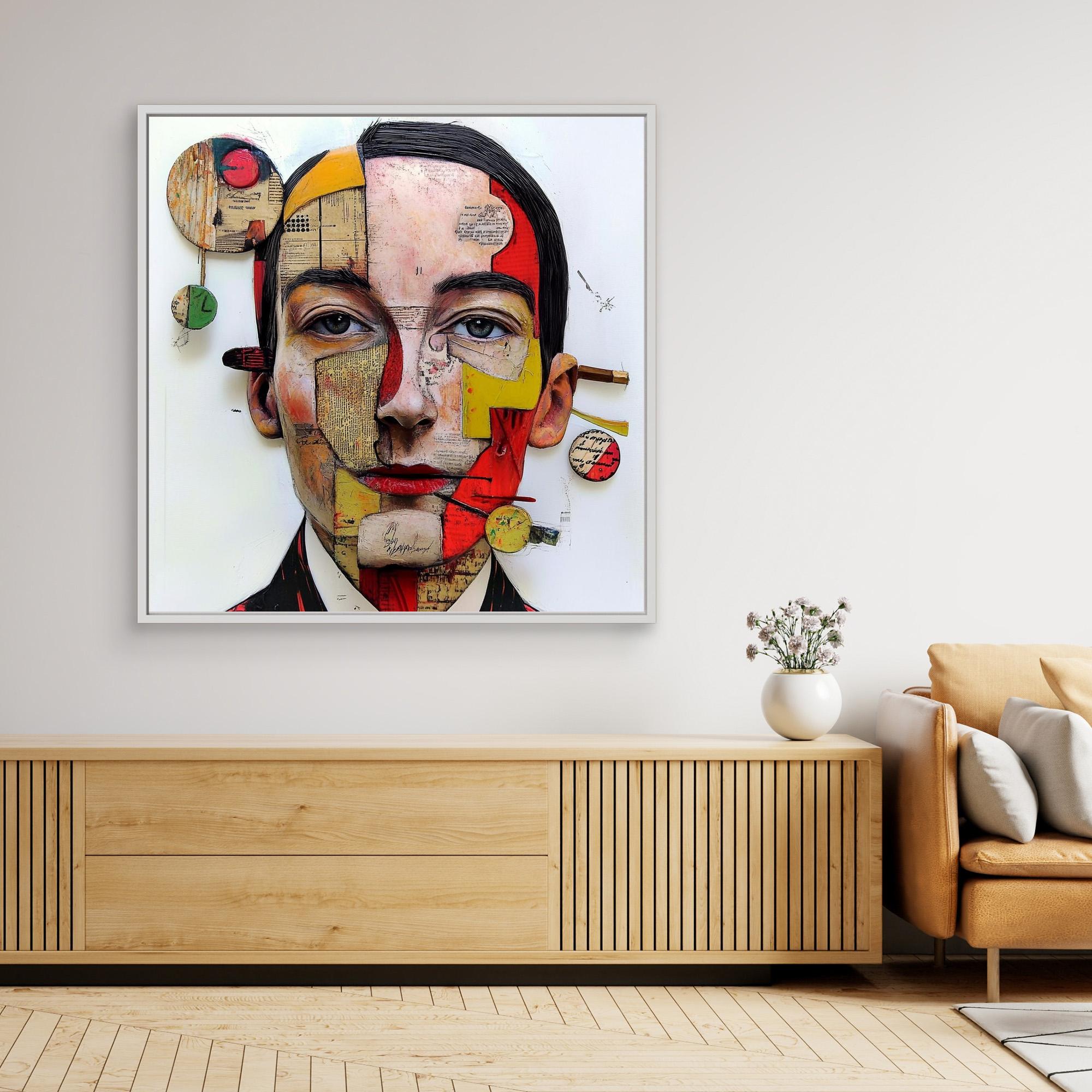 Canvas Print : Fragmented Essence - Mixed Media Surreal Portrait Art Print – Modern Abstract Wall Decor