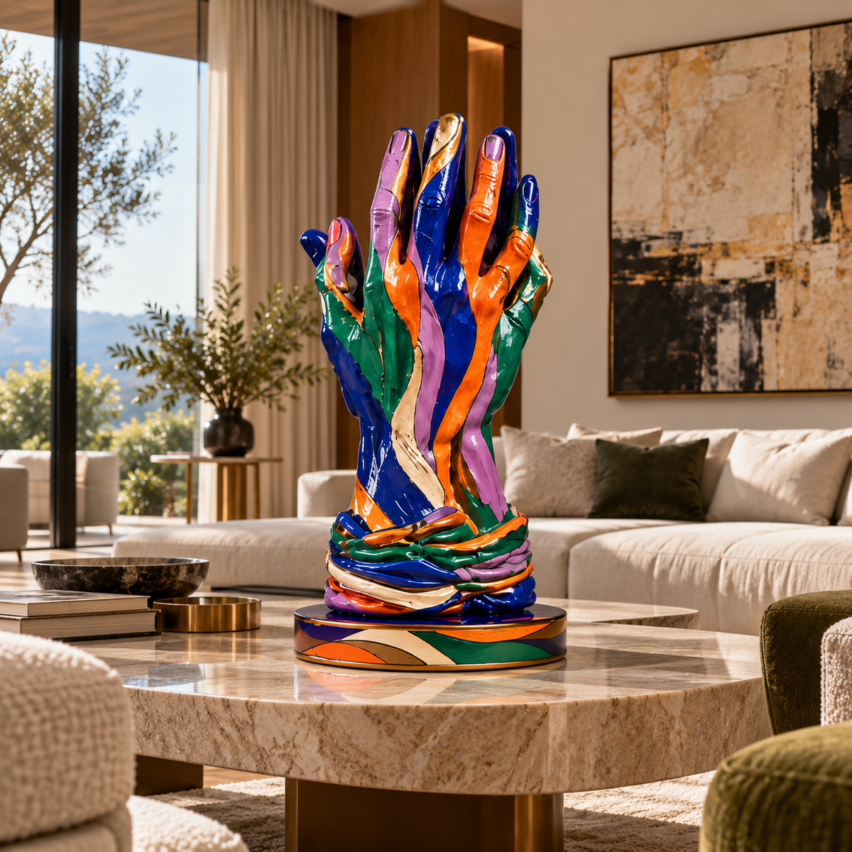 Hand Sculpture – Painted Reach detail view