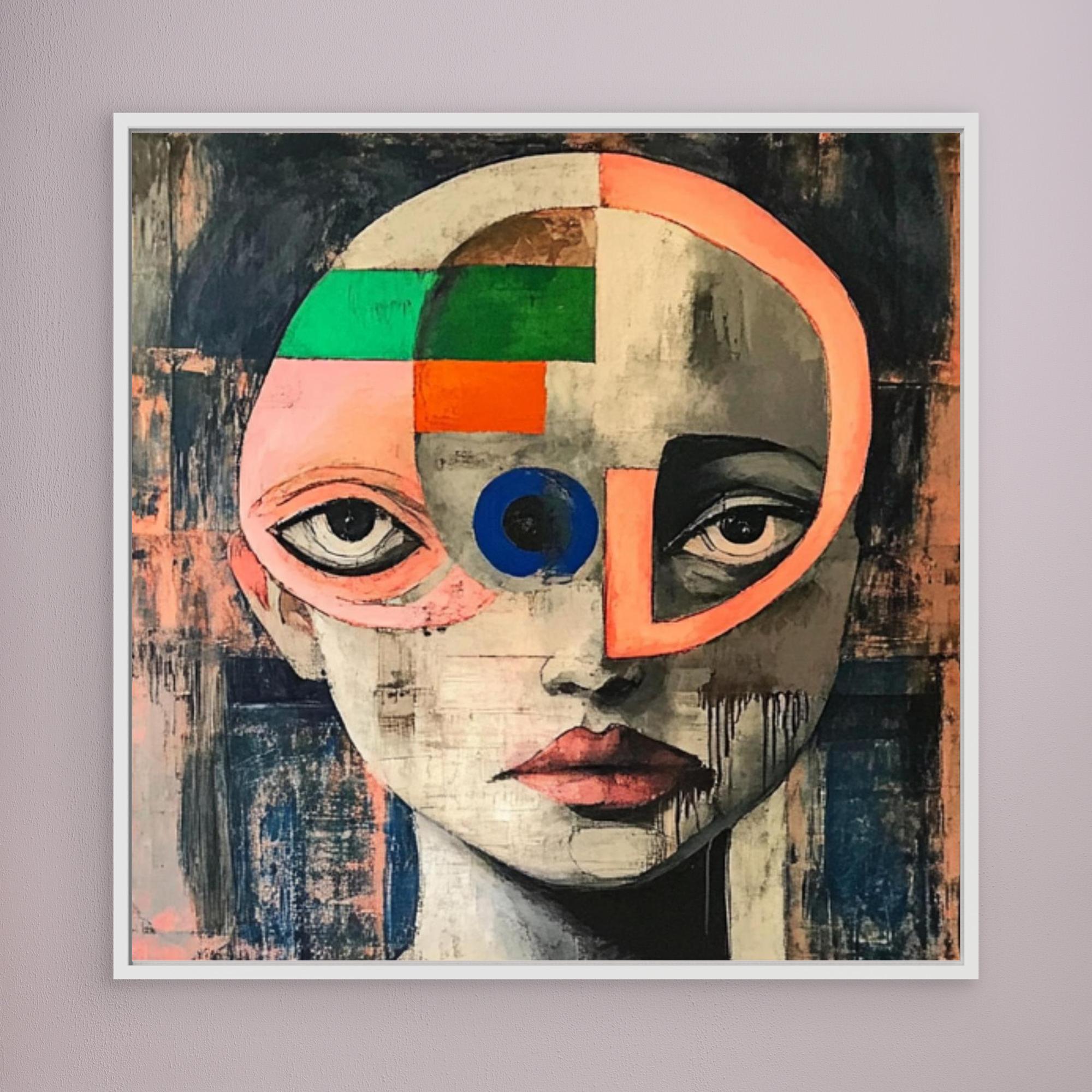 Canvas Print : Fragmented Vision - Modern Surreal Face Art Print – Colorful Abstract Wall Decor