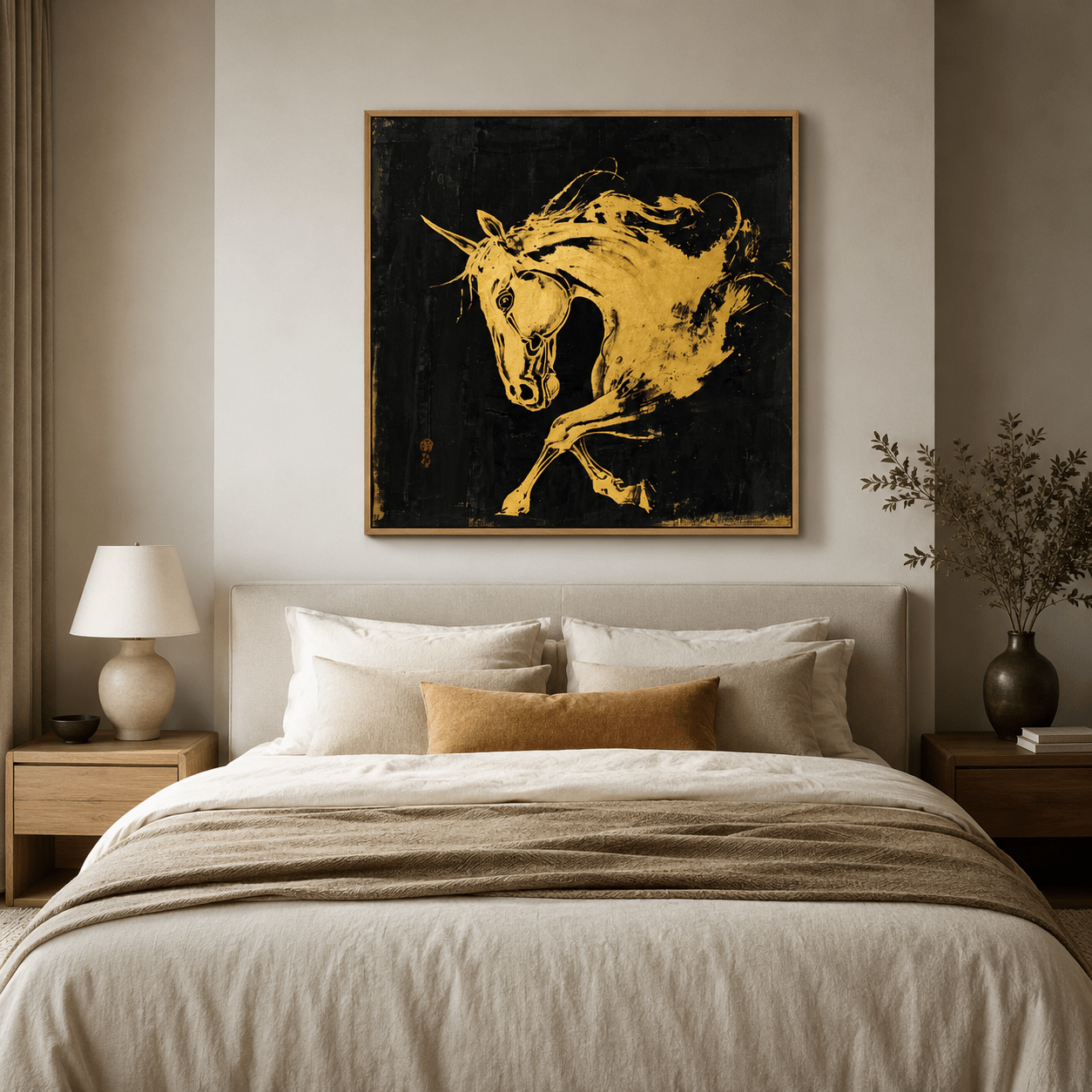 Horse Wall Art Large Canvas Print — Golden Charge by Rossetti Art