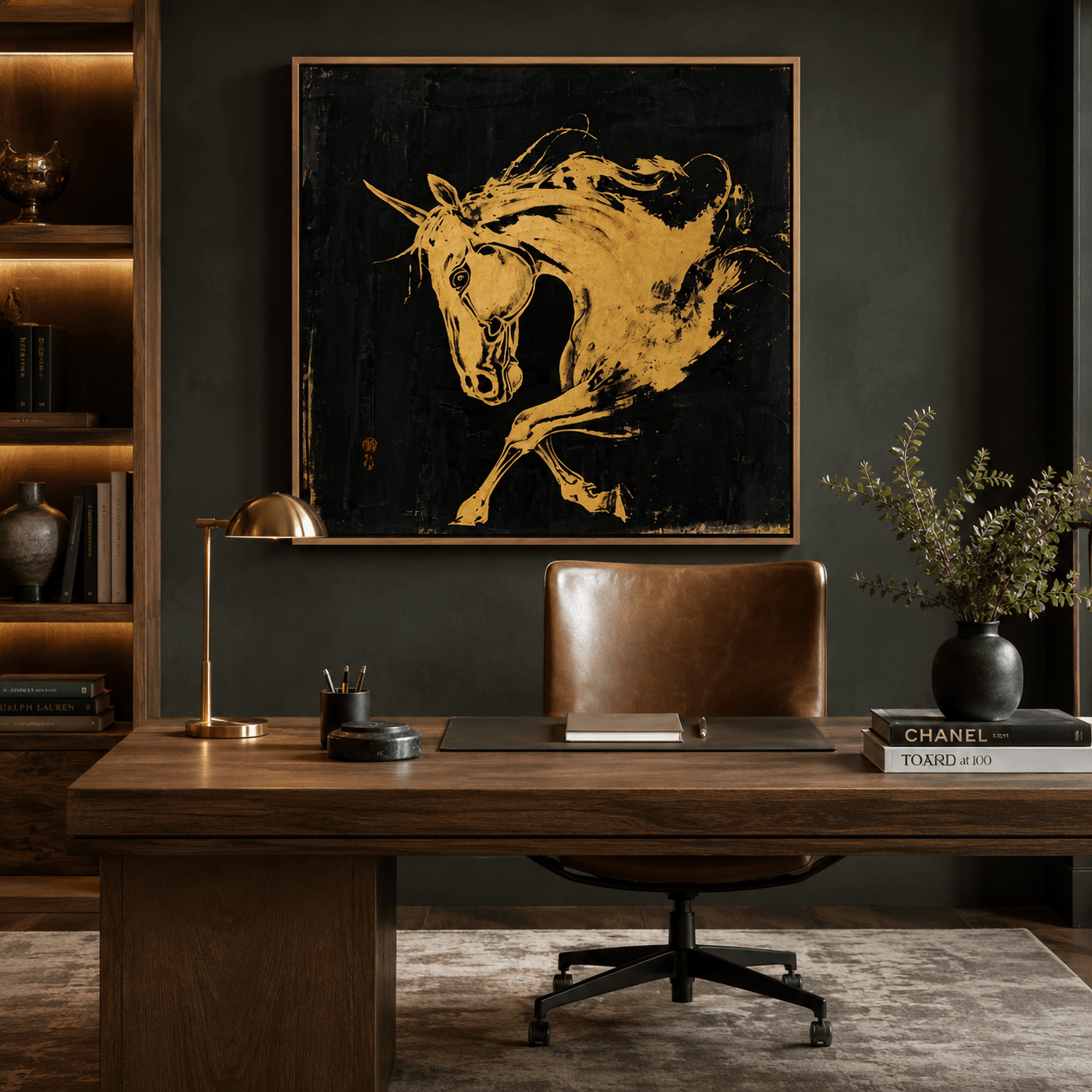 Horse Wall Art Large Canvas Print — Golden Charge by Rossetti Art