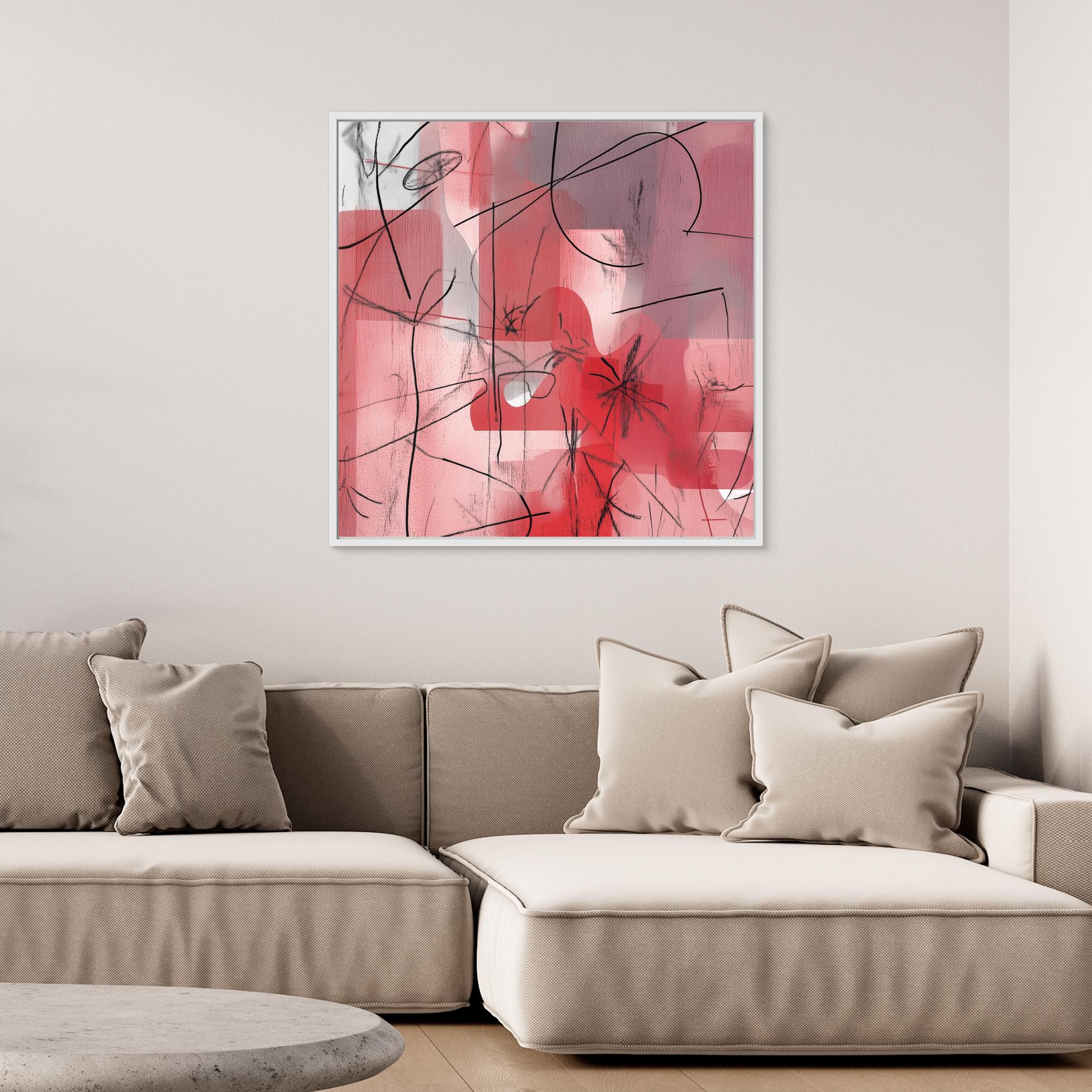 Canvas Print: Scarlet Whispers - Abstract Minimalist Line Art