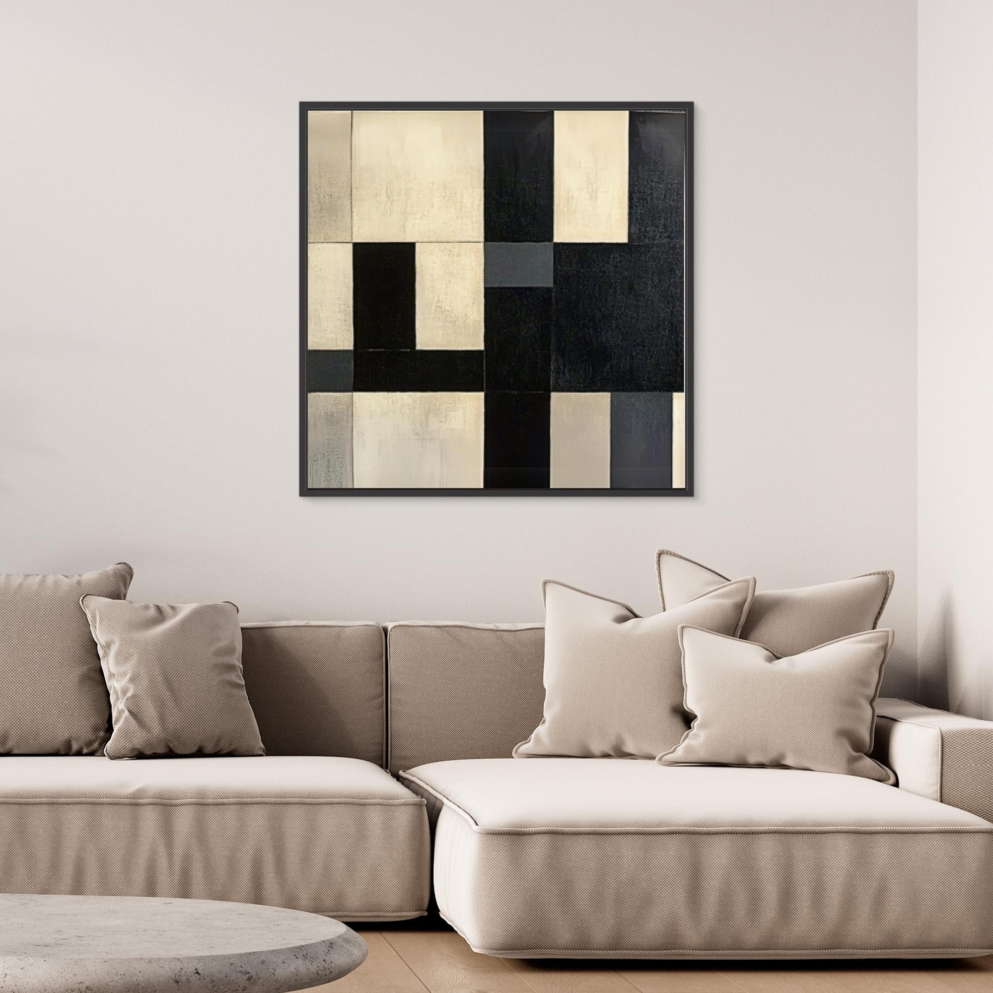 Canvas Print : Monochrome Symphony - Modern Abstract Black & White Canvas Art