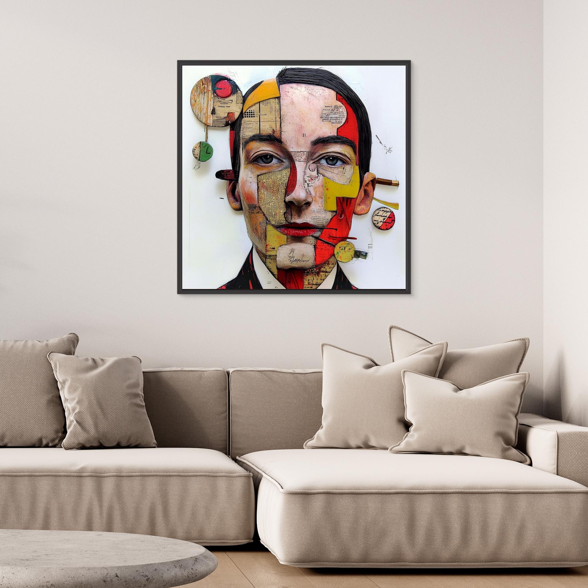 Canvas Print : Fragmented Essence - Mixed Media Surreal Portrait Art Print – Modern Abstract Wall Decor