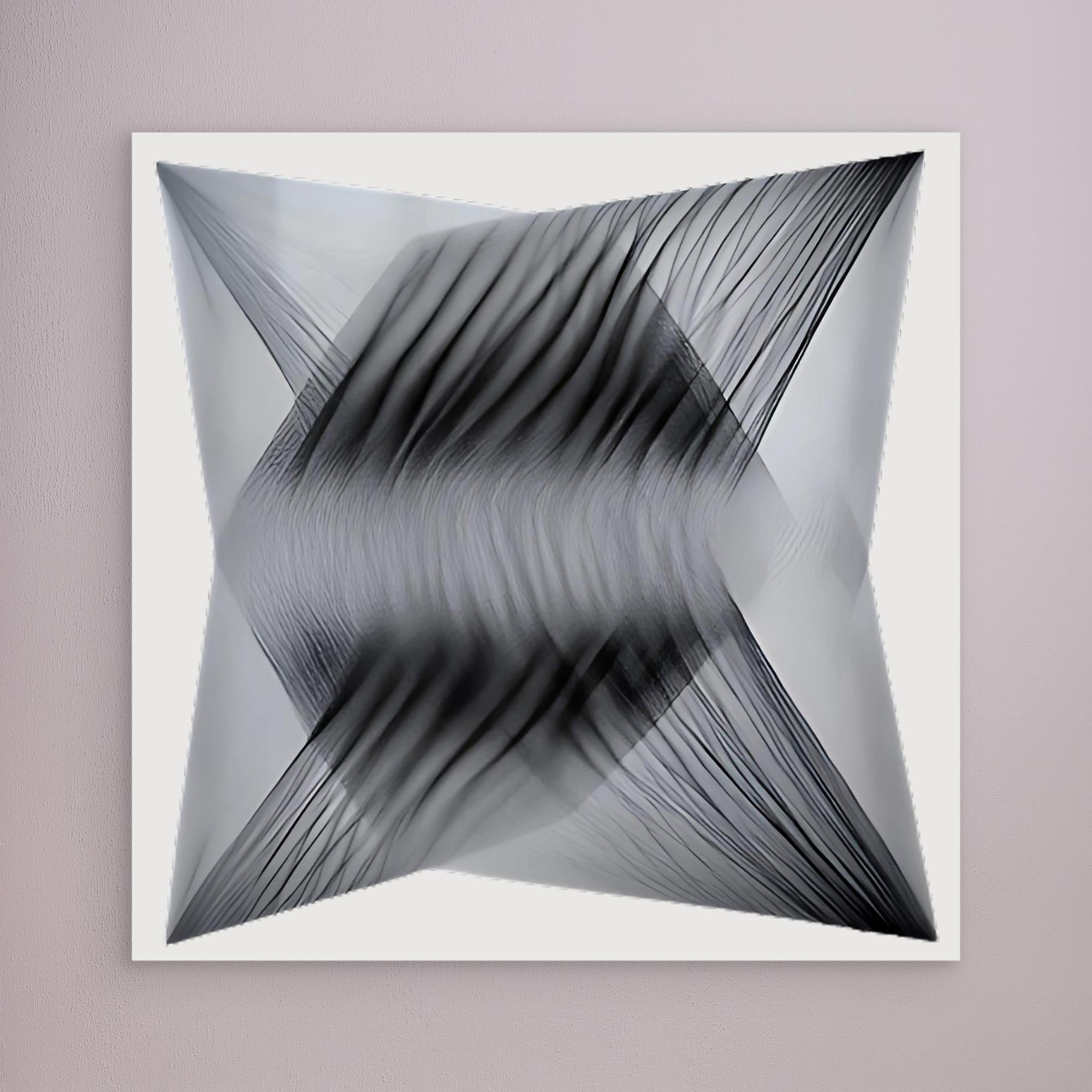 Canvas Print: "Dimensional Flow" - Abstract Monochrome Wall Art