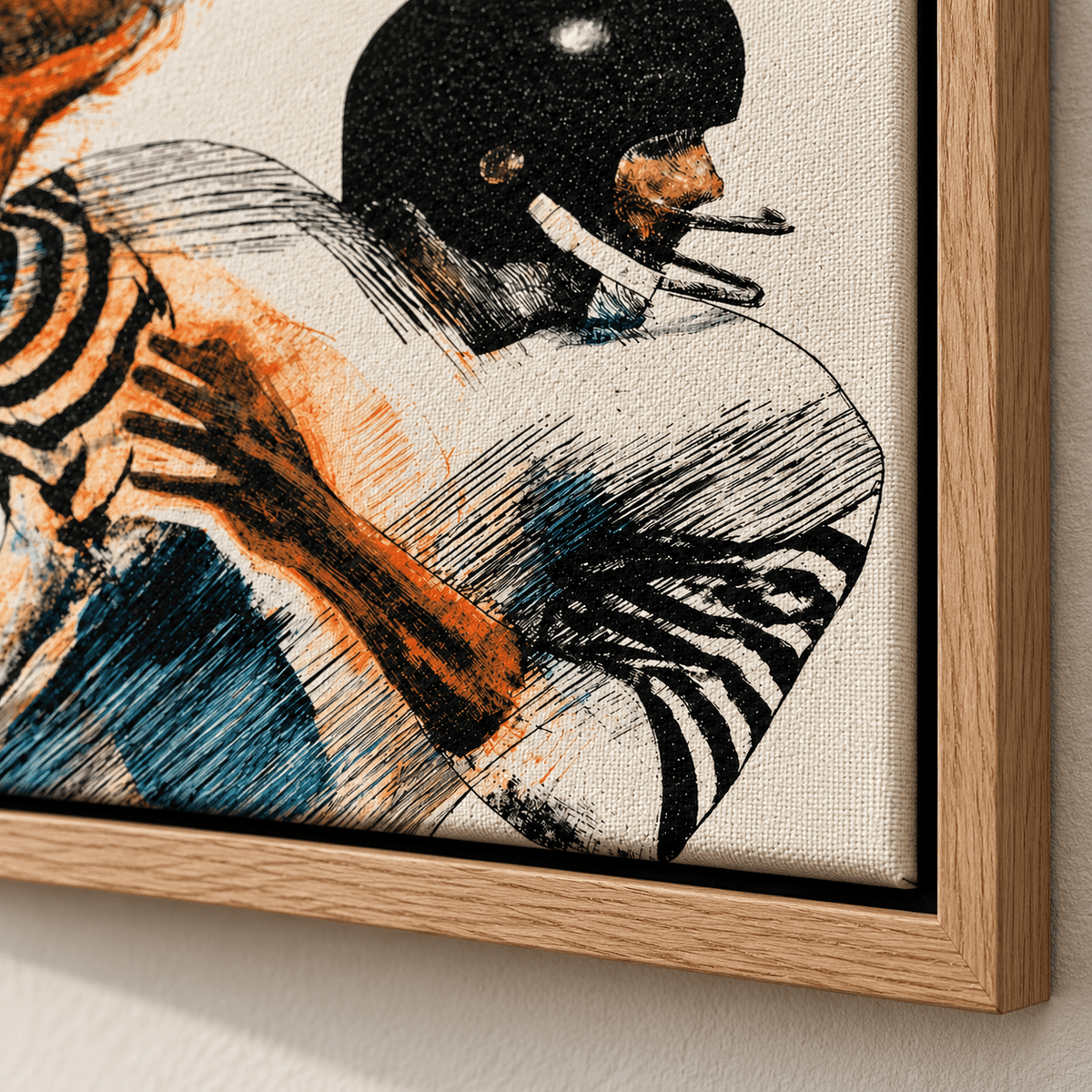 Gridiron Motion canvas print frame corner detail