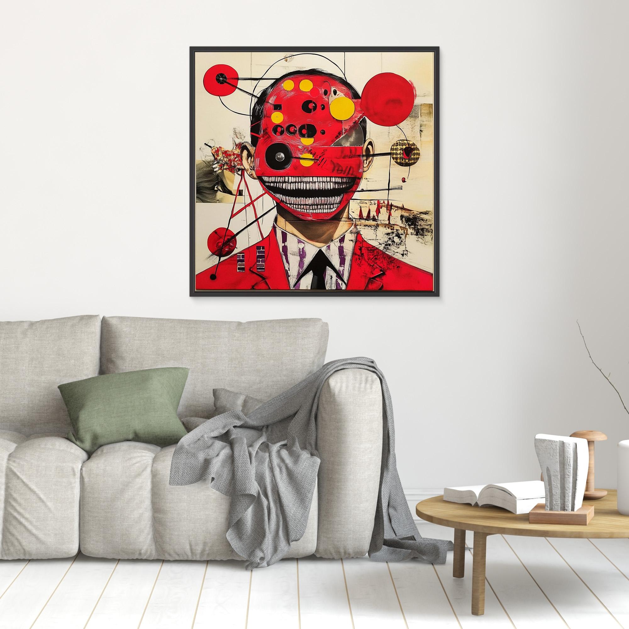 Canvas Print : Crimson Chaos - Surreal Red Abstract Art Print – Modern Mixed Media Wall Decor