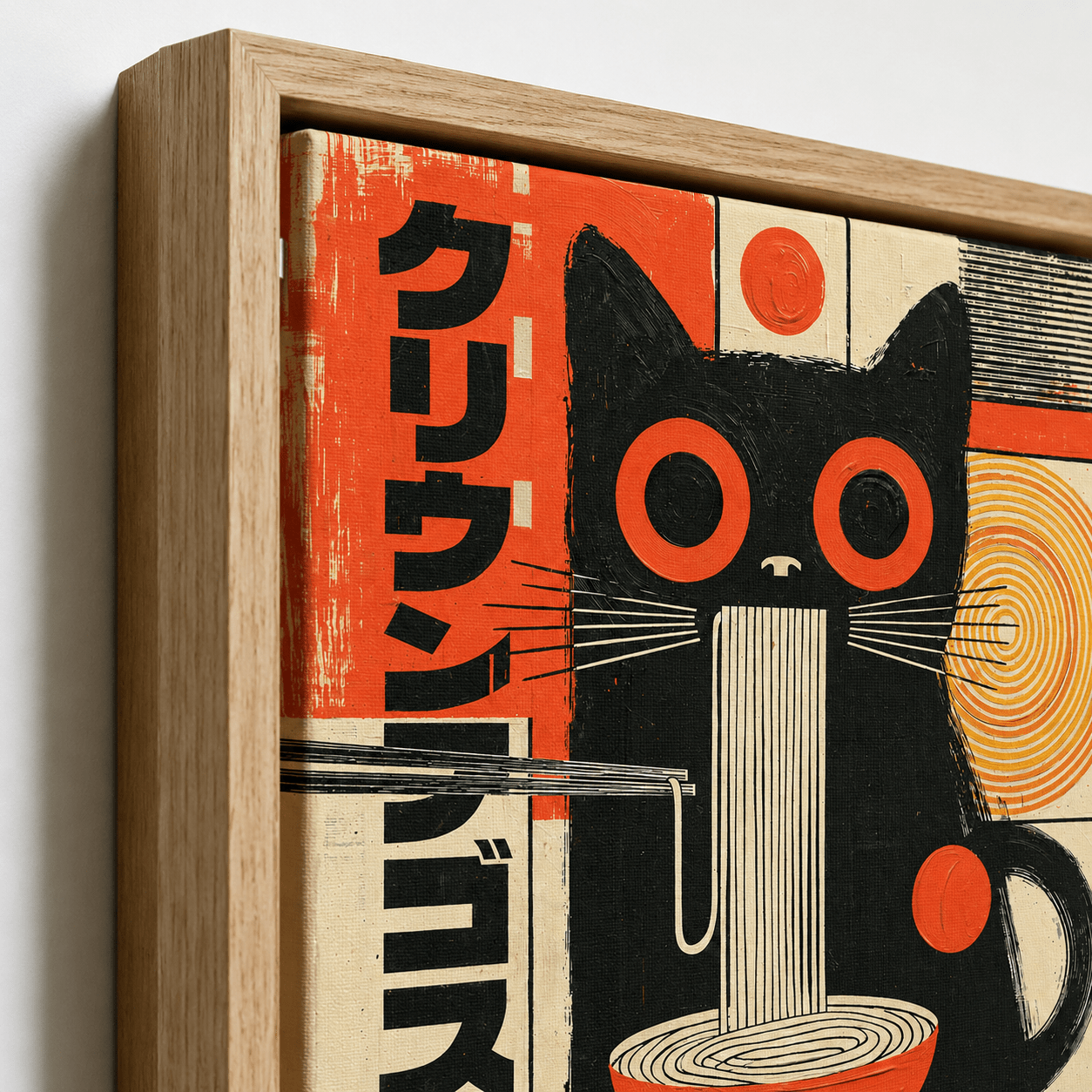 Japanese Cat Art Canvas Print — Ramen Cat by Rossetti Art