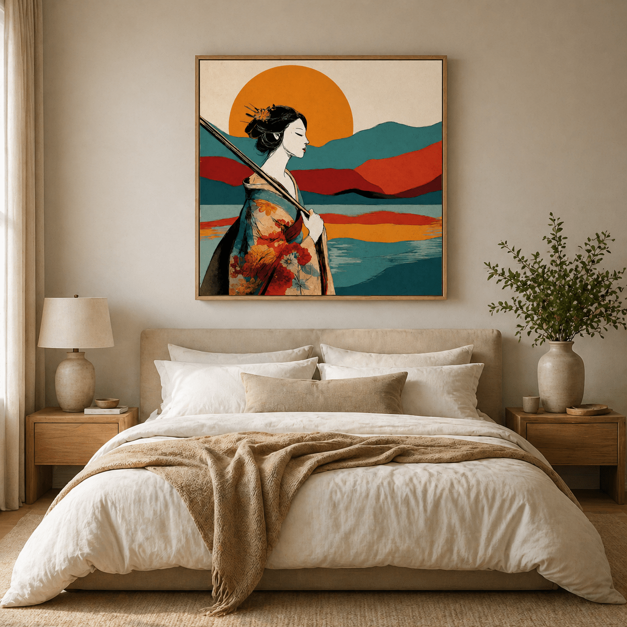 Japanese Poster Art Canvas Print — Still Waters by Rossetti Art