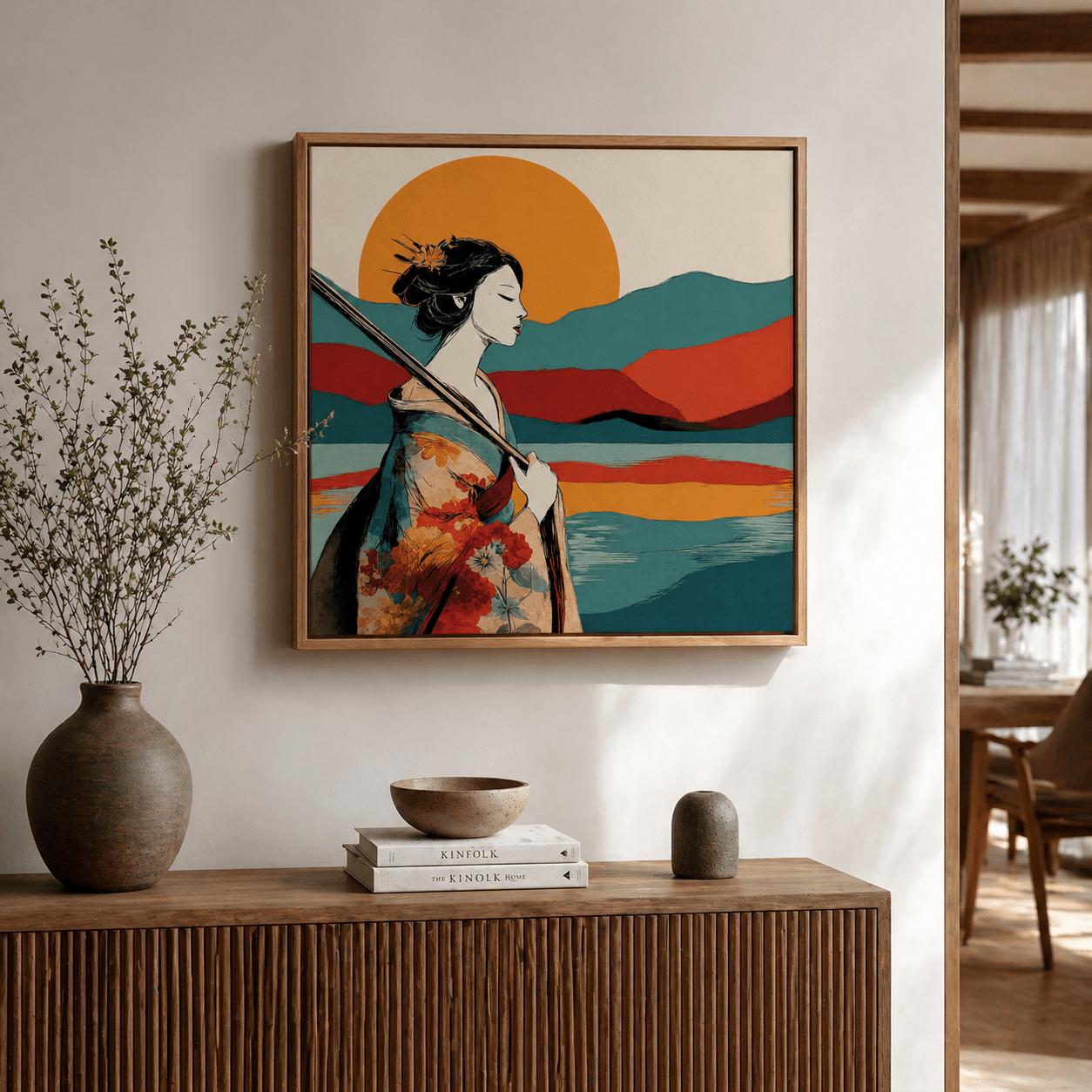 Japanese Poster Art Canvas Print — Still Waters by Rossetti Art