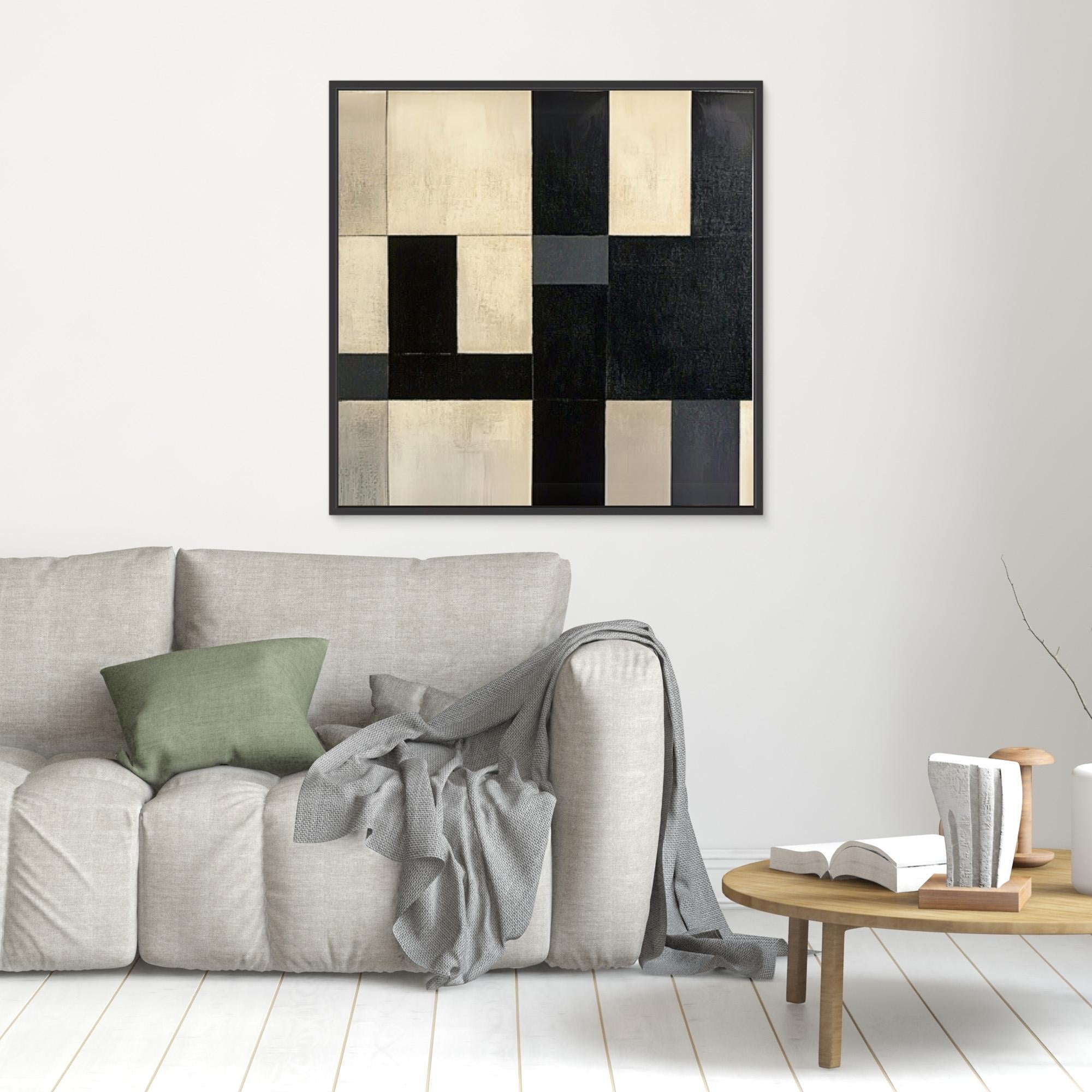 Canvas Print : Monochrome Symphony - Modern Abstract Black & White Canvas Art