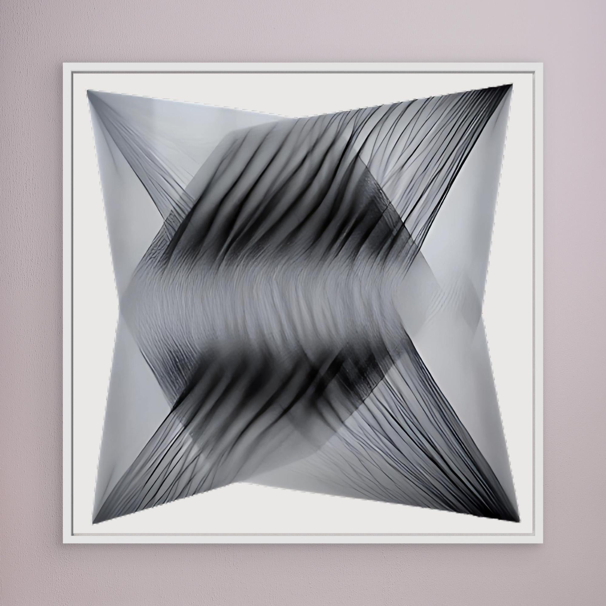 Canvas Print: "Dimensional Flow" - Abstract Monochrome Wall Art