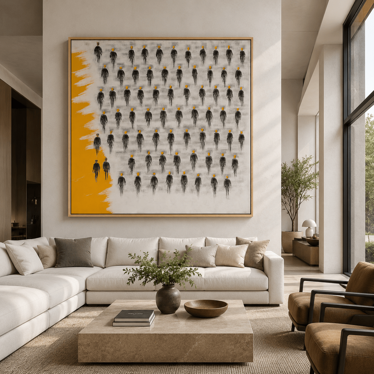 Large Abstract Wall Art Canvas Print — Yellow Dissent by Rossetti Art